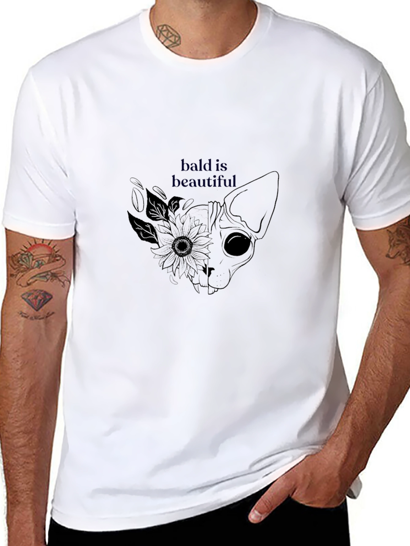 Bald is Beautiful Cat Graphic Tee - Unisex