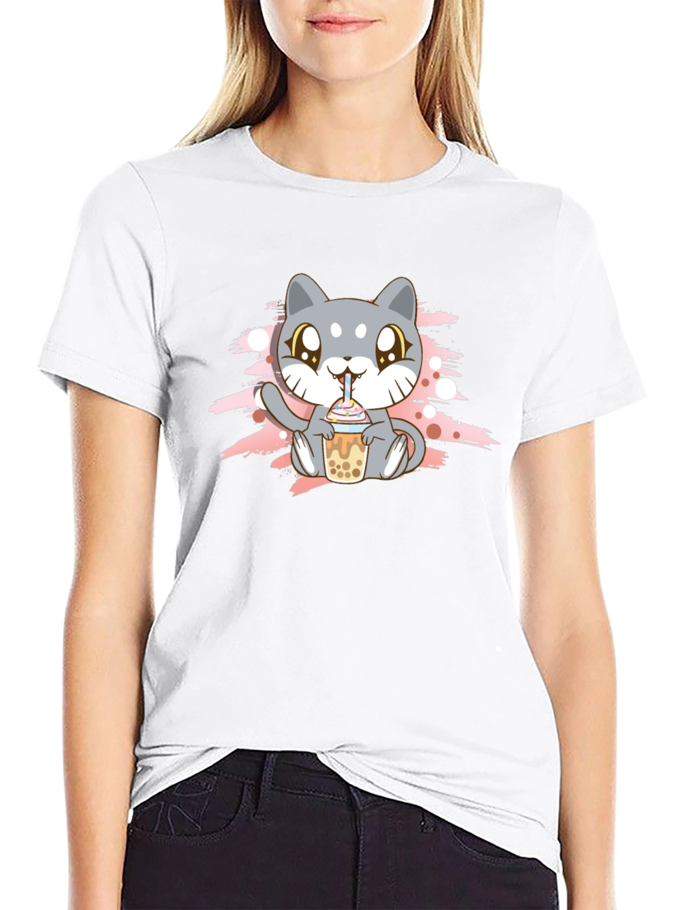 Cute Cat Boba Tea T-Shirt - Kawaii Style