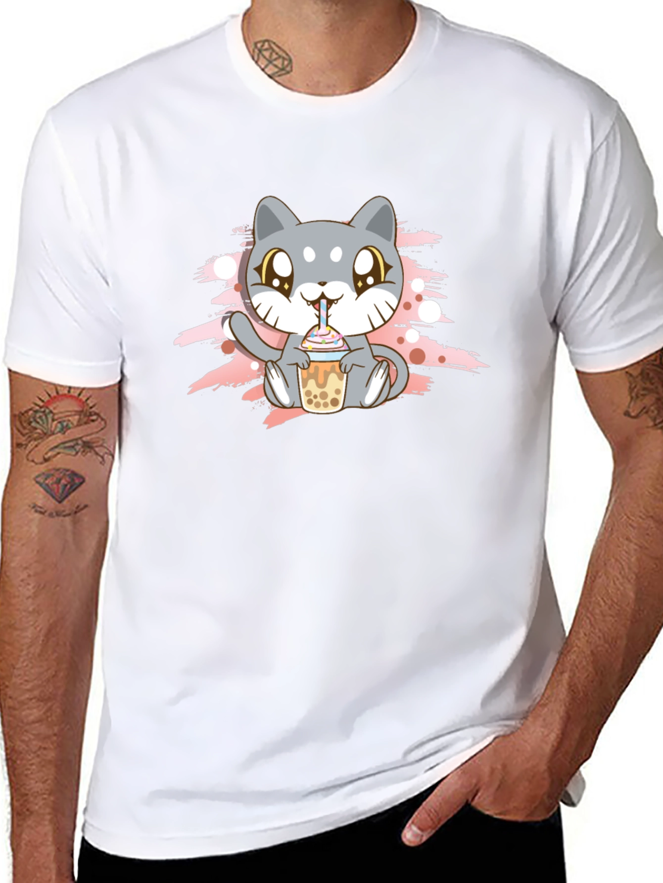 Cute Cat Boba Tea T-Shirt - Kawaii Style