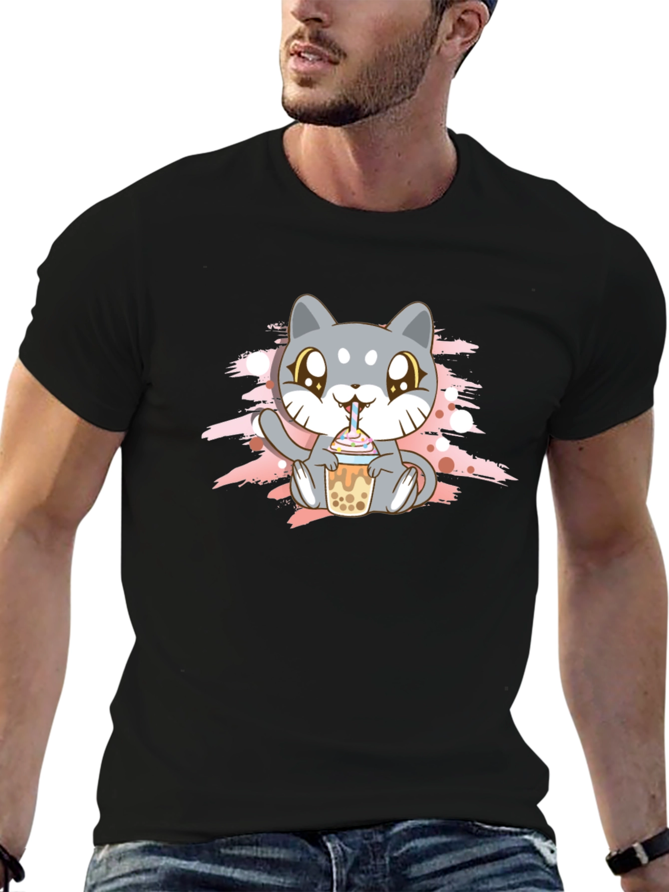 Cute Cat Boba Tea T-Shirt - Kawaii Style
