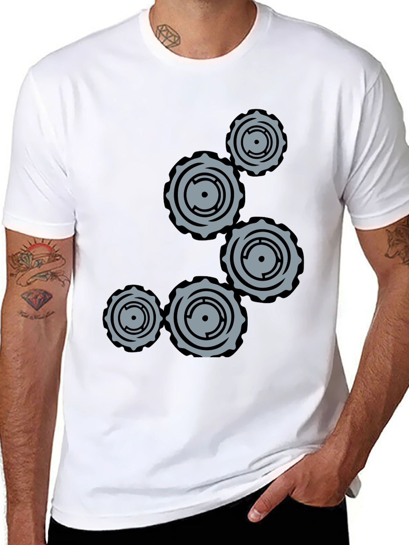 Gear Graphic Black T-Shirt - Unique Design