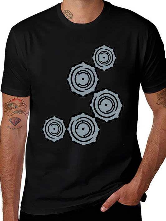 Gear Graphic Black T-Shirt - Unique Design