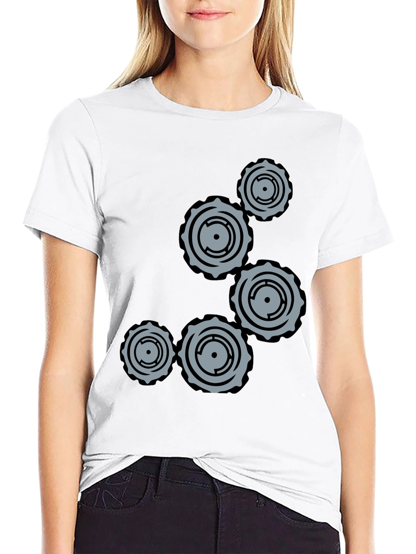 Gear Graphic Black T-Shirt - Unique Design