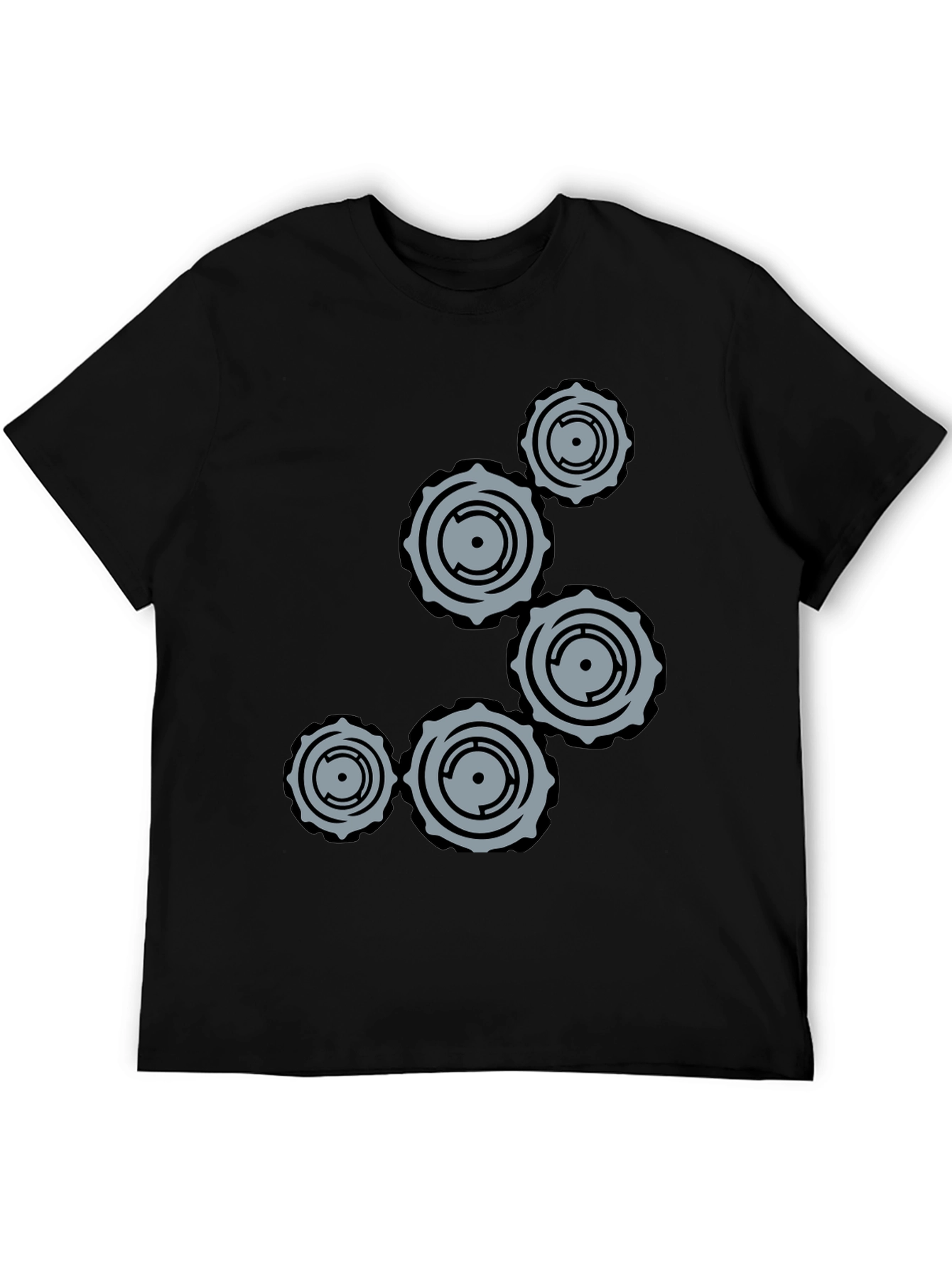 Gear Graphic Black T-Shirt - Unique Design