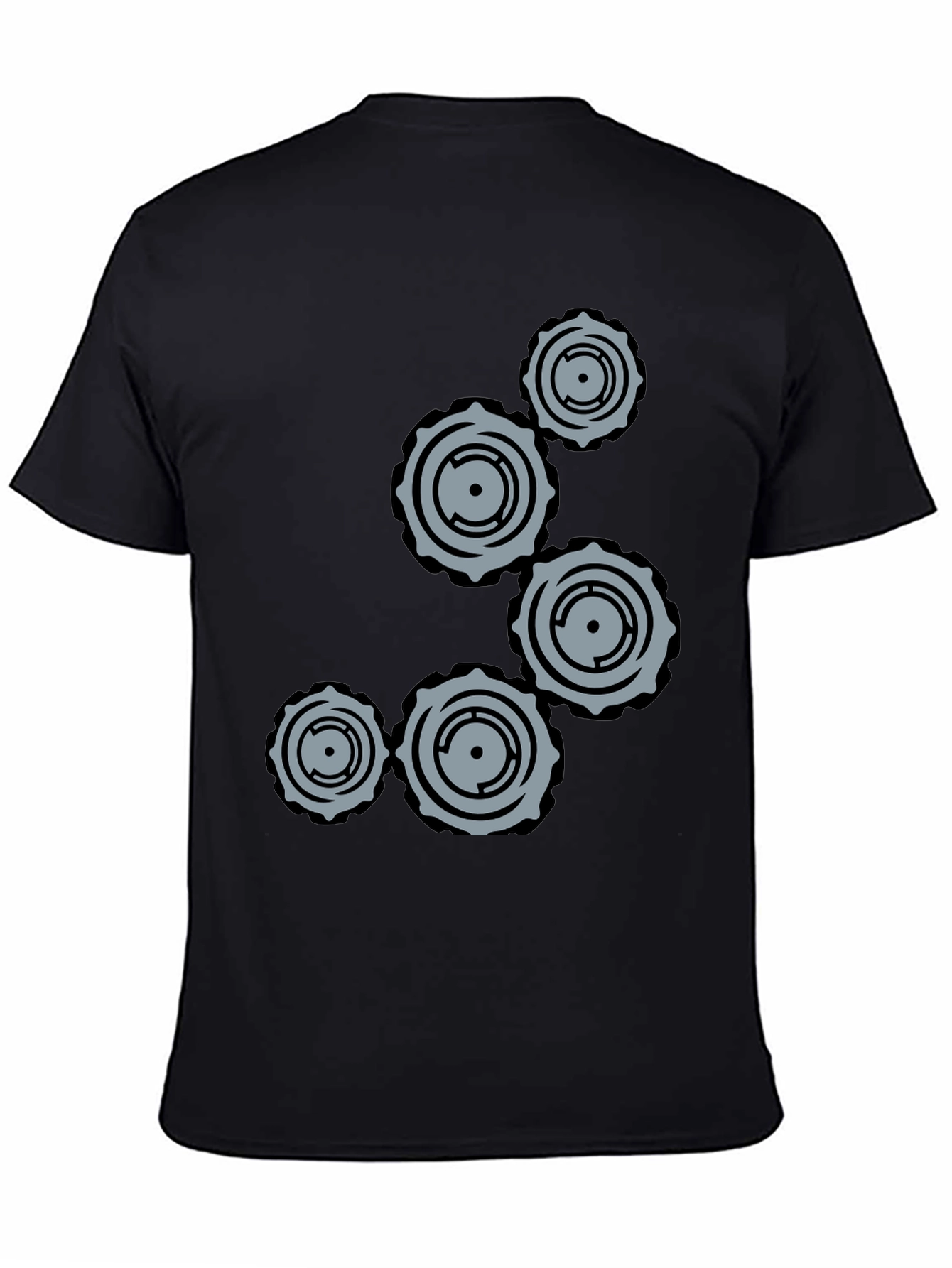 Gear Graphic Black T-Shirt - Unique Design