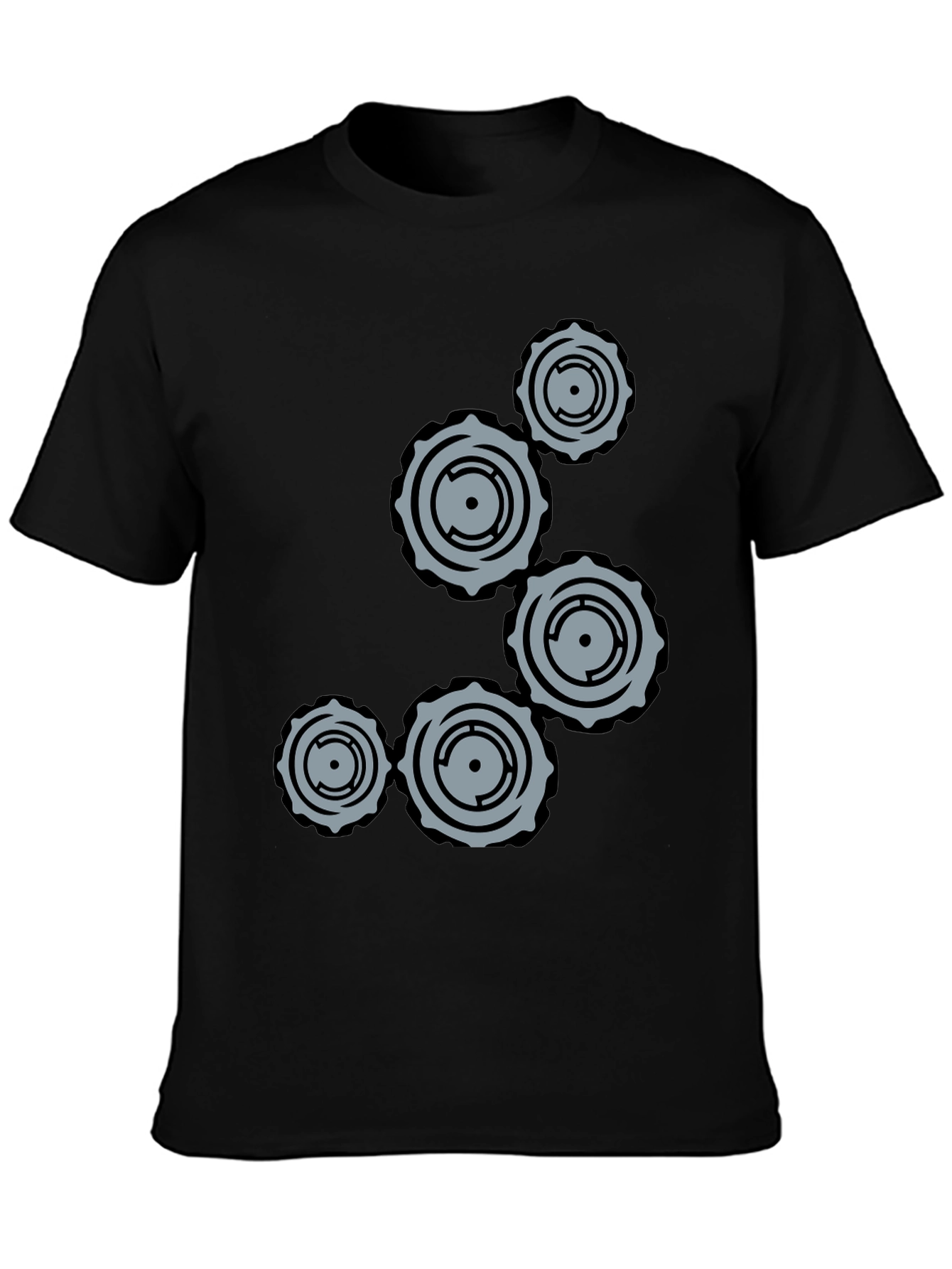 Gear Graphic Black T-Shirt - Unique Design