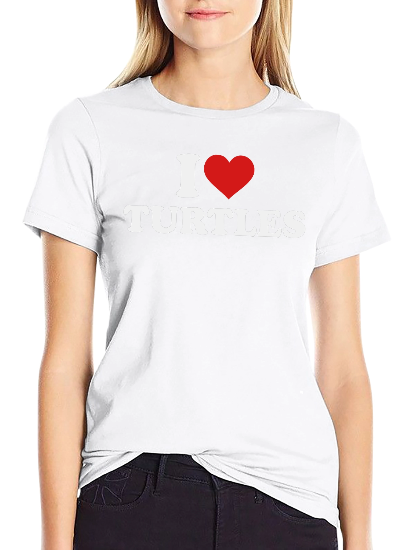 I Love Turtles Graphic Tee - Casual Black T-Shirt