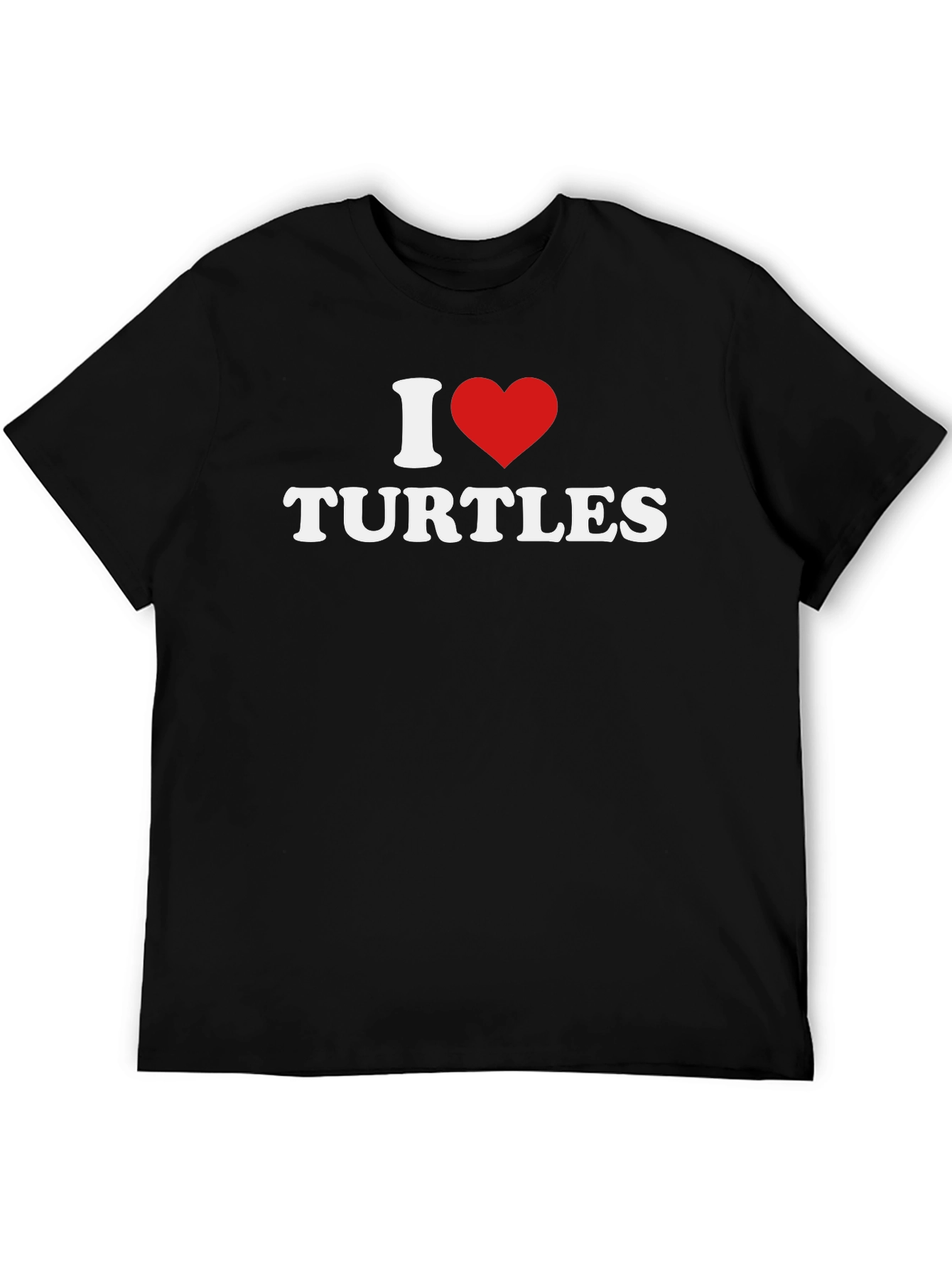 I Love Turtles Graphic Tee - Casual Black T-Shirt