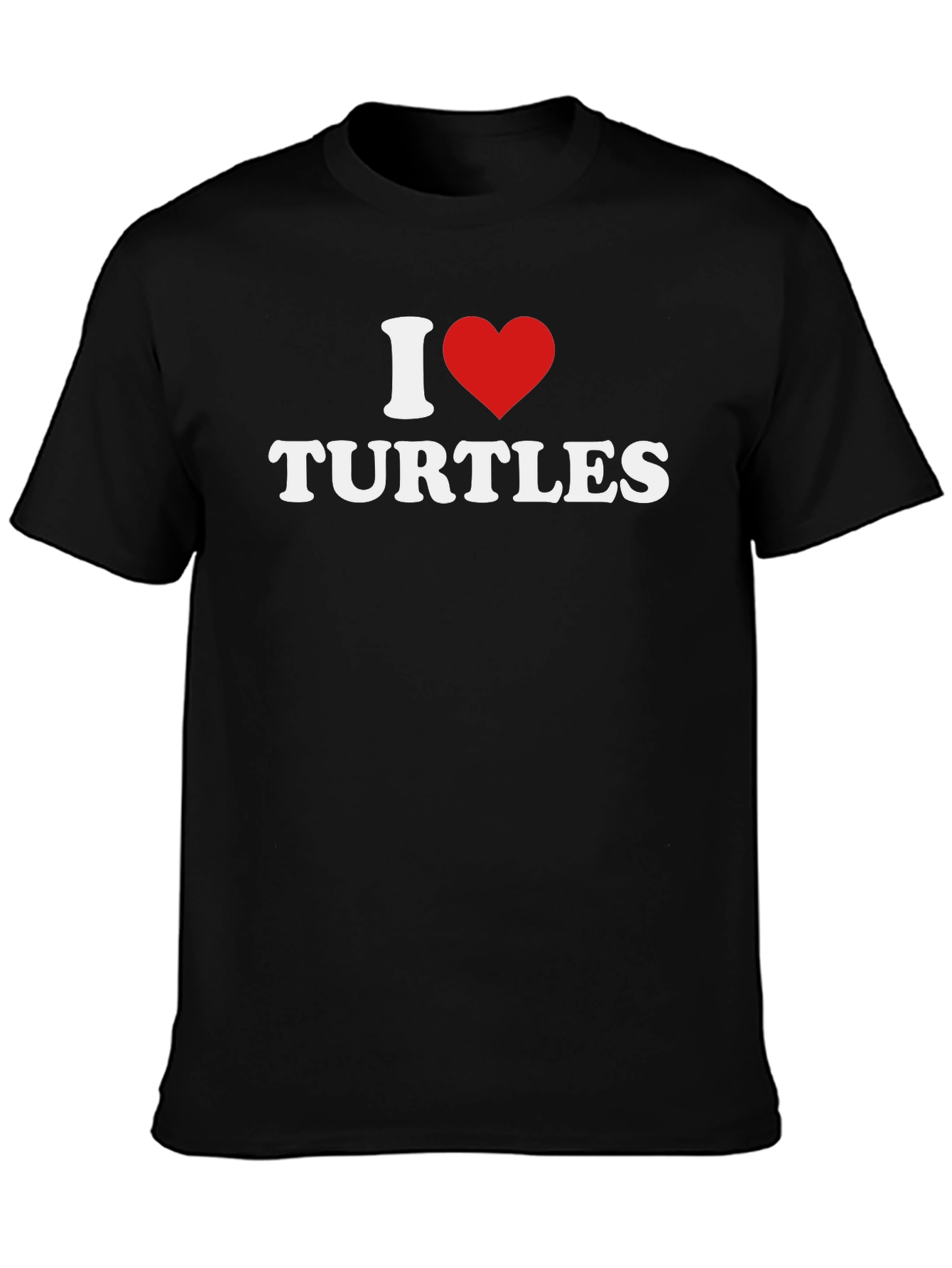 I Love Turtles Graphic Tee - Casual Black T-Shirt