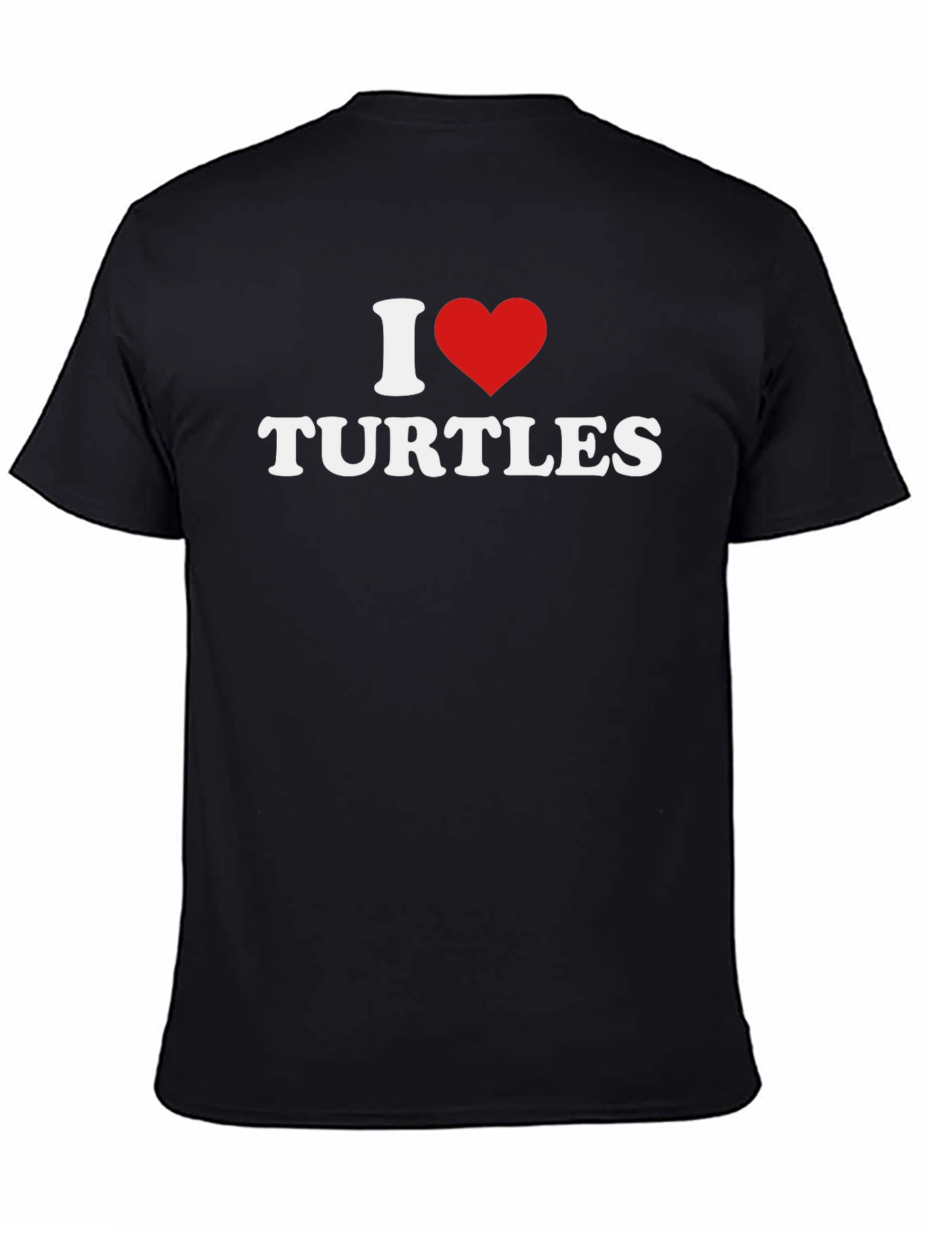 I Love Turtles Graphic Tee - Casual Black T-Shirt