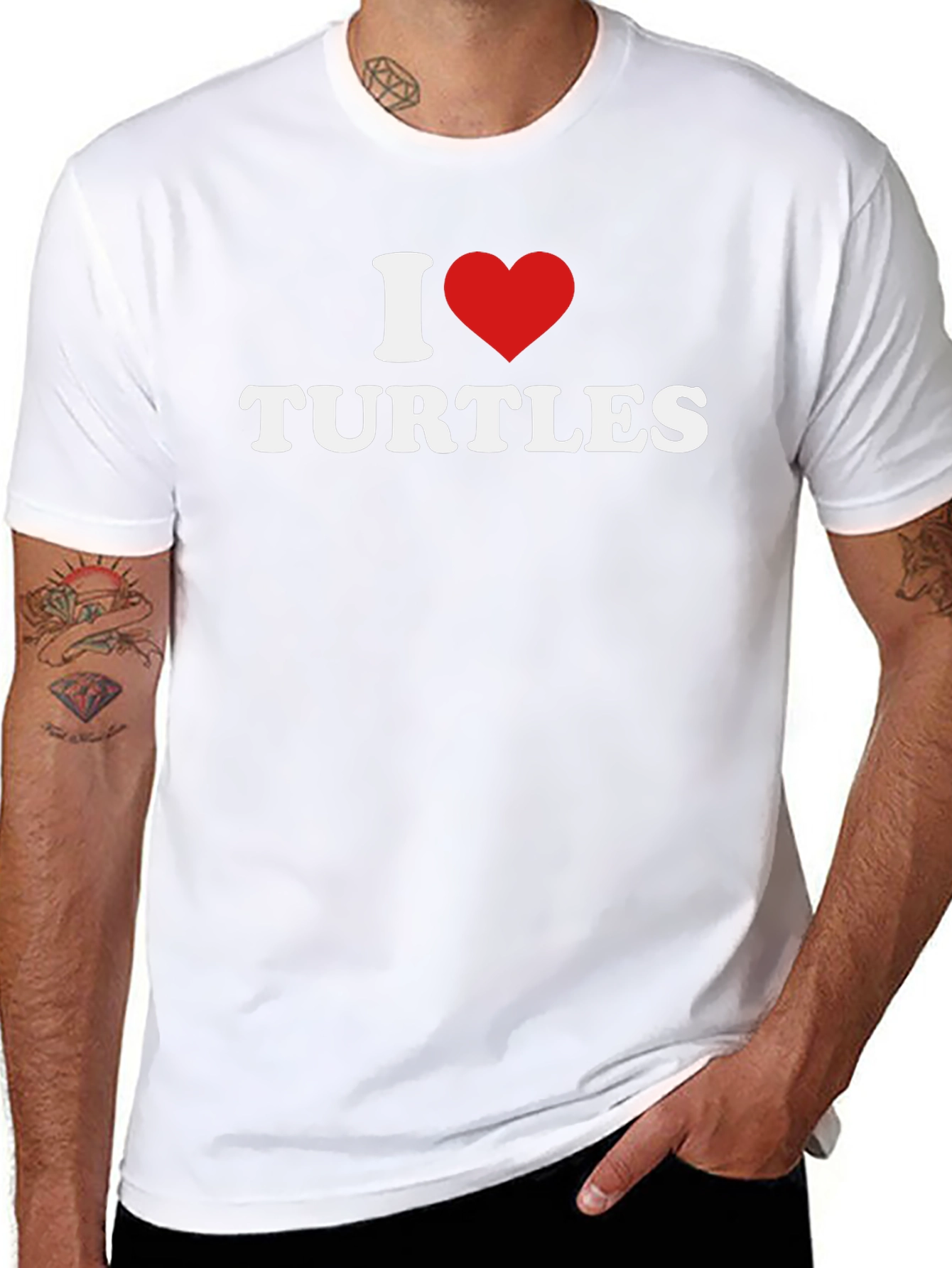 I Love Turtles Graphic Tee - Casual Black T-Shirt