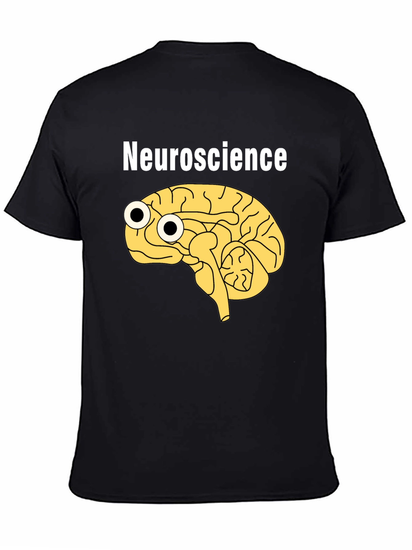 Funny Neuroscience Brain Googly Eyes Black T-Shirt