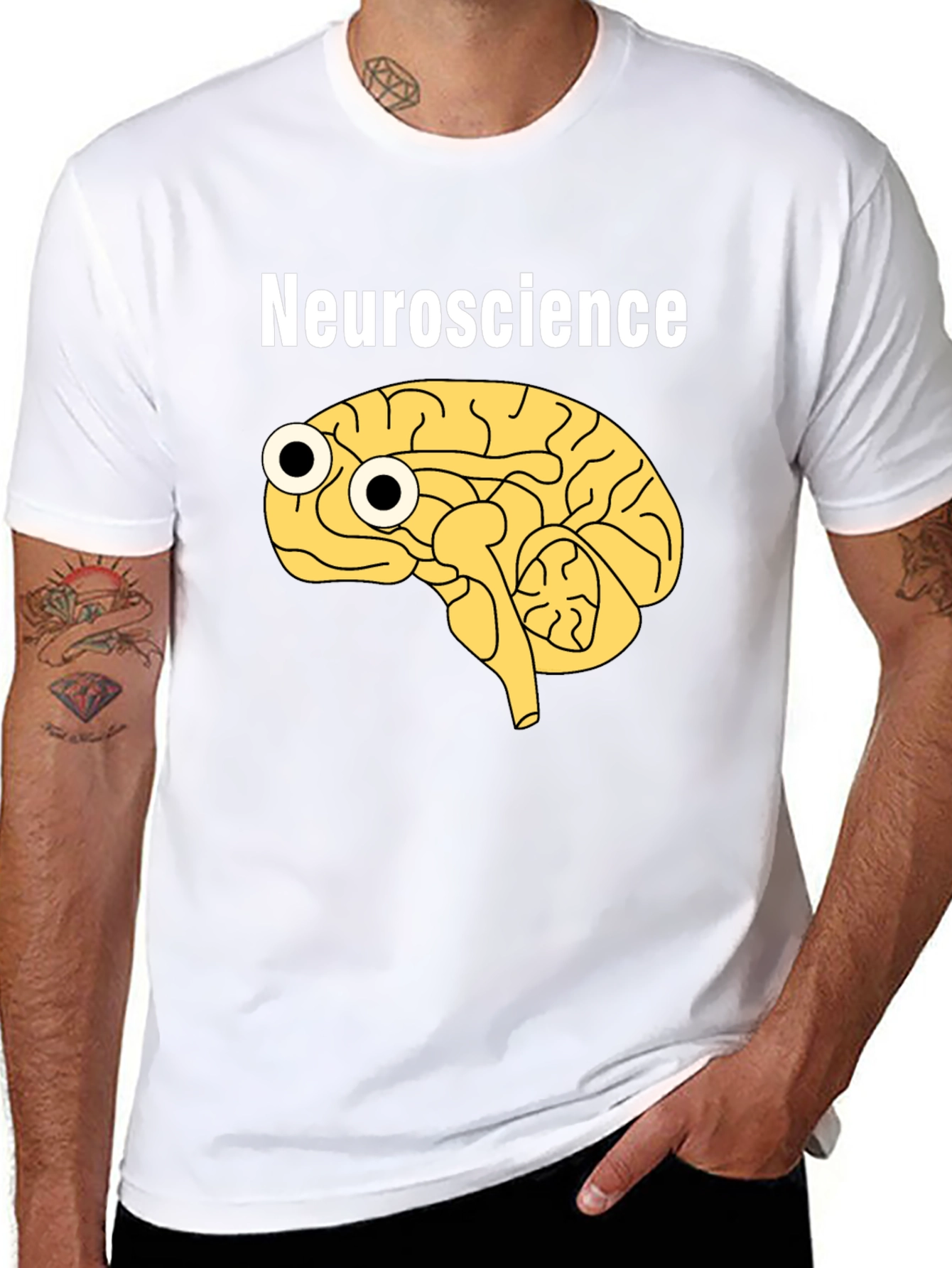 Funny Neuroscience Brain Googly Eyes Black T-Shirt