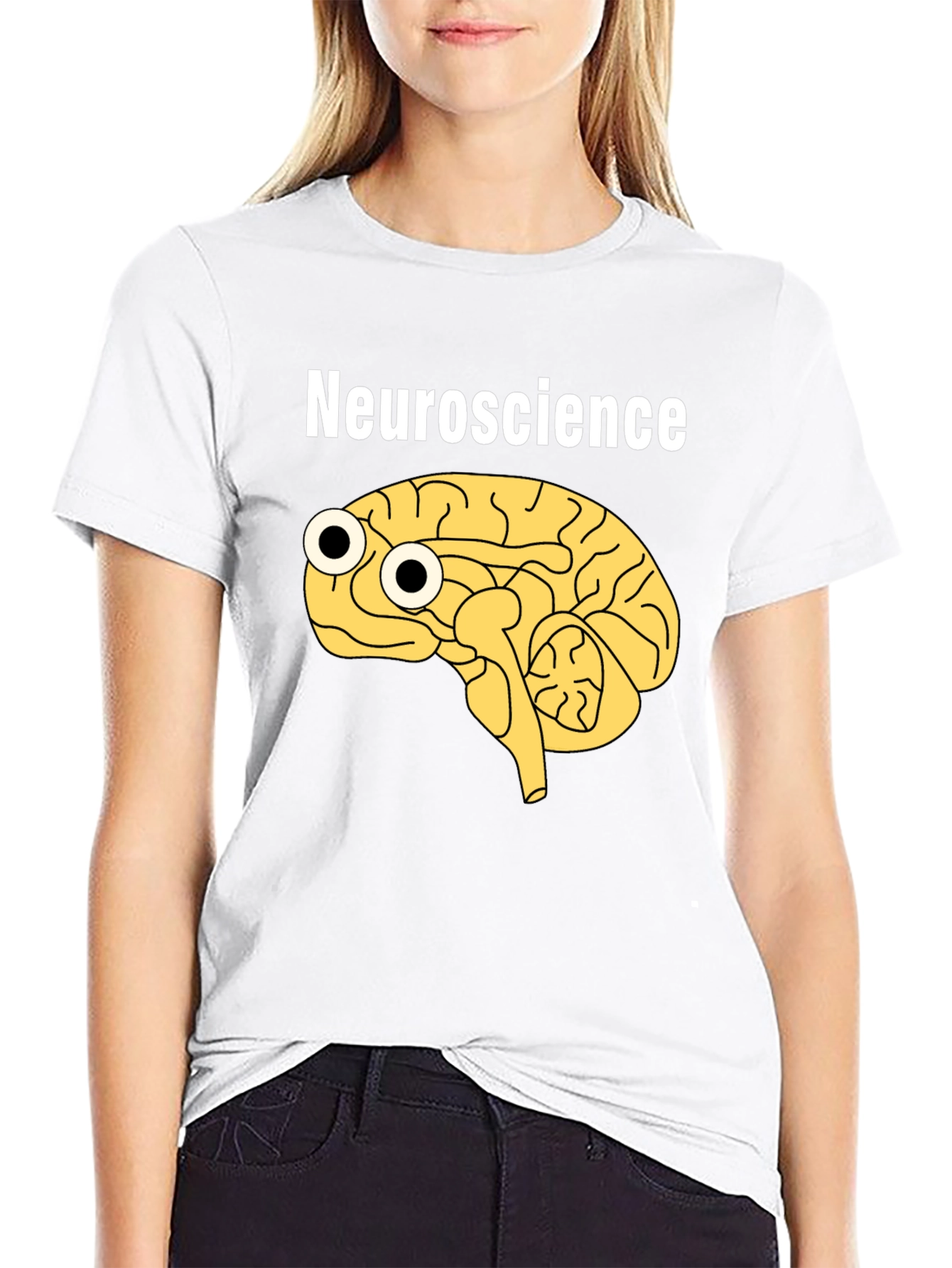 Funny Neuroscience Brain Googly Eyes Black T-Shirt
