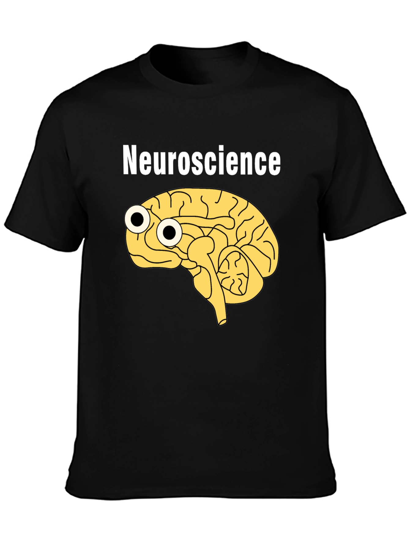 Funny Neuroscience Brain Googly Eyes Black T-Shirt