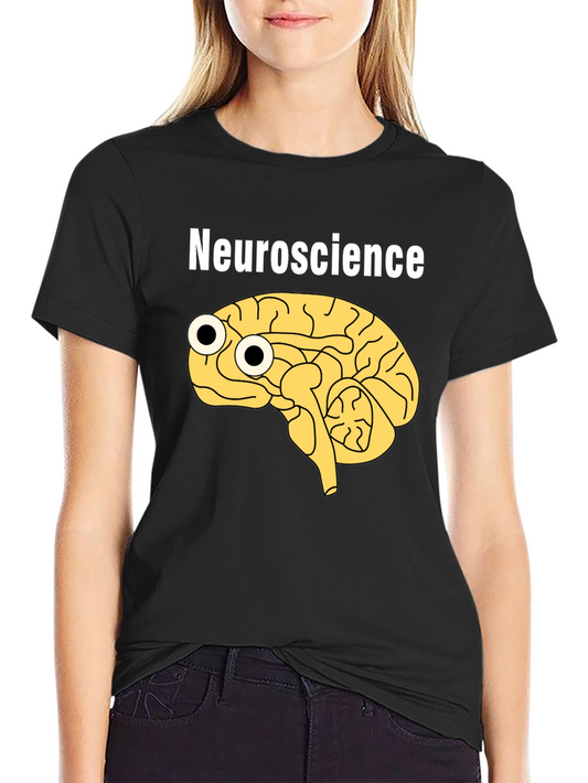 Funny Neuroscience Brain Googly Eyes Black T-Shirt