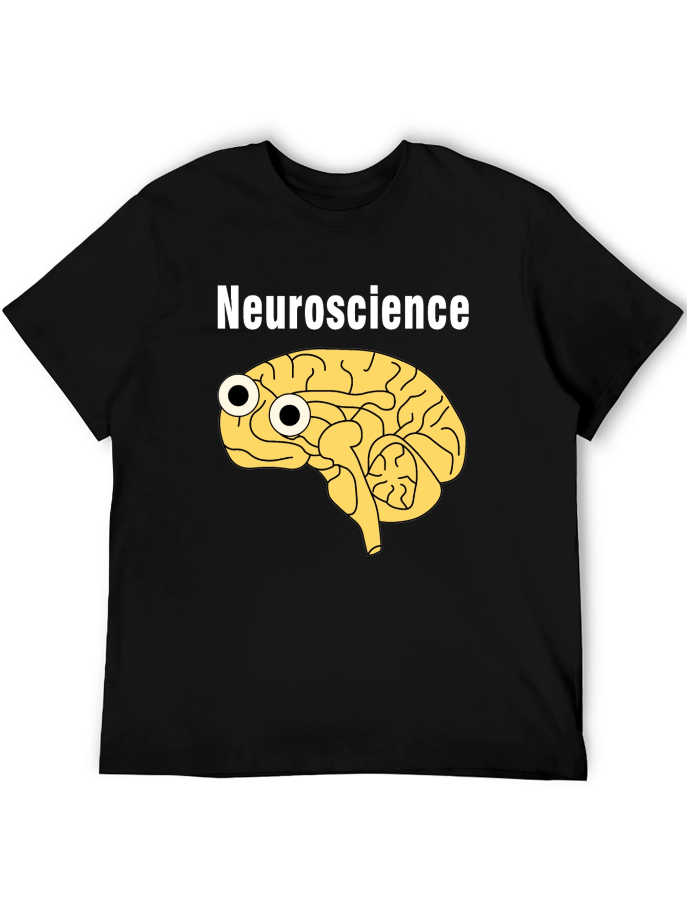 Funny Neuroscience Brain Googly Eyes Black T-Shirt