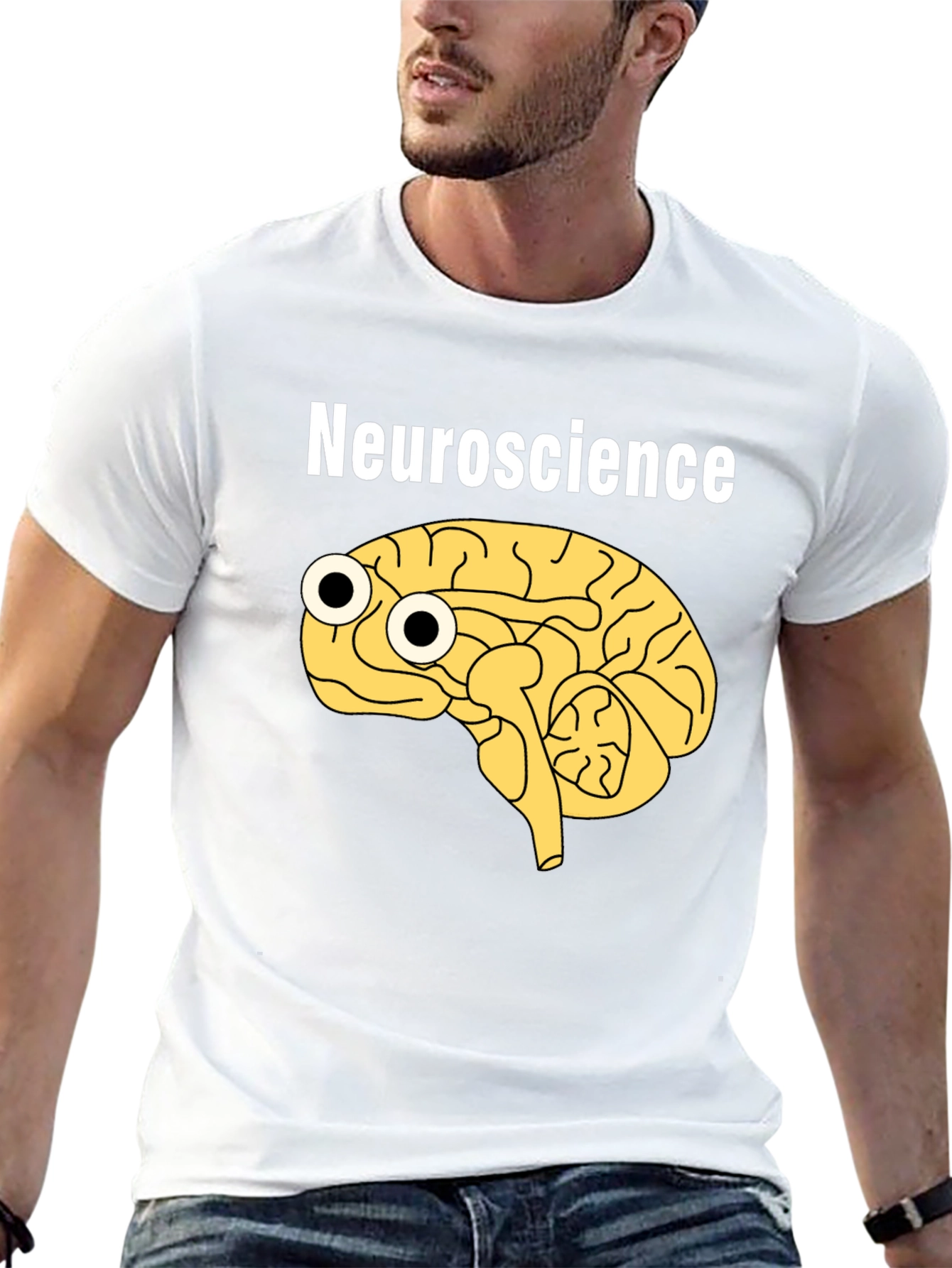Funny Neuroscience Brain Googly Eyes Black T-Shirt