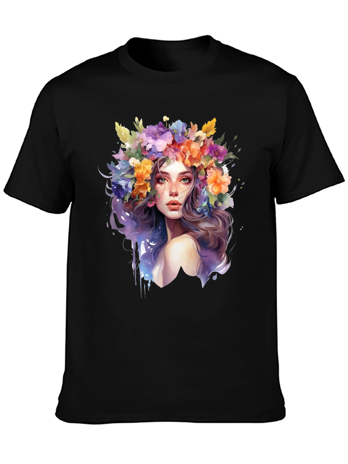 Floral Woman Graphic Tee - Artistic Style