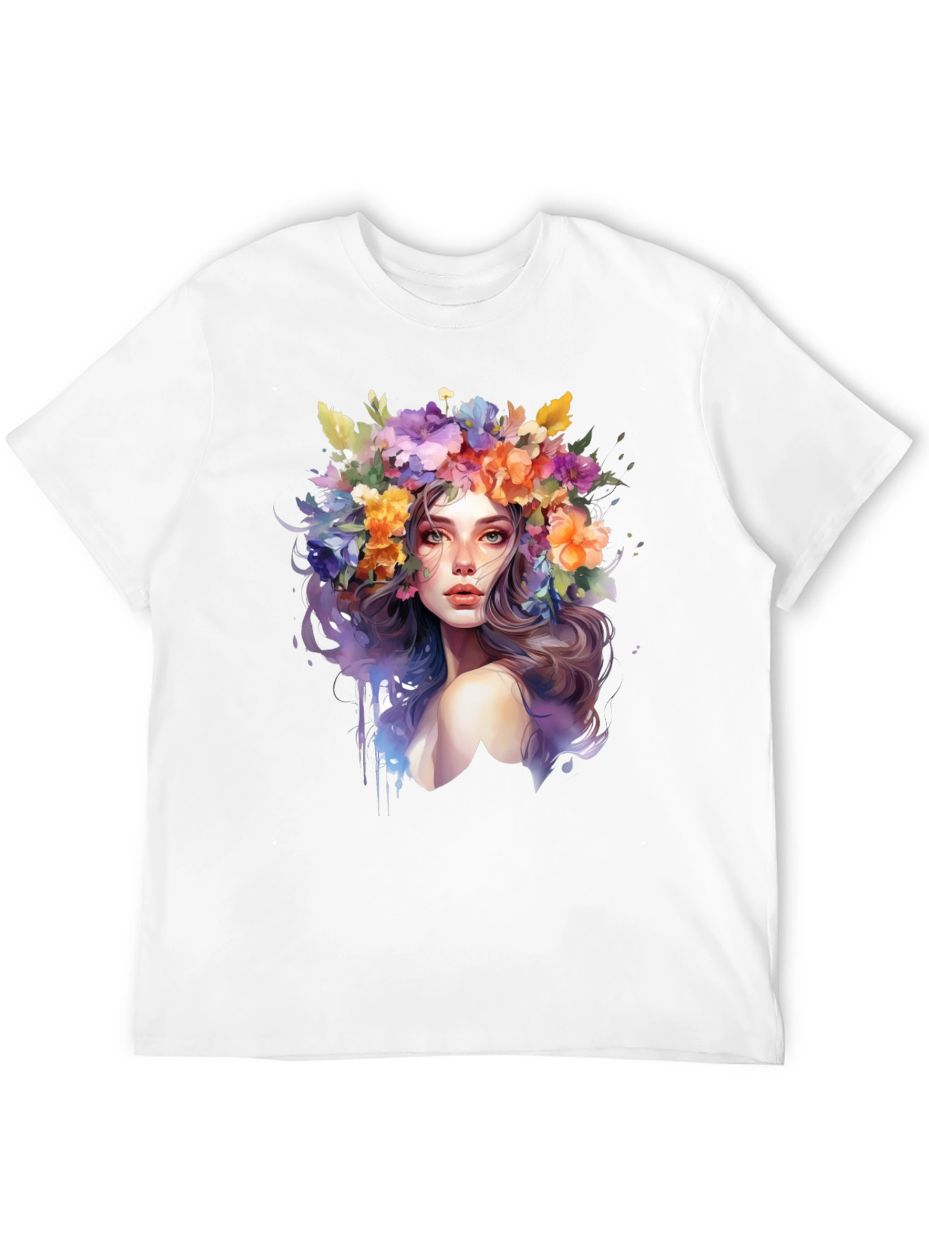 Floral Woman Graphic Tee - Artistic Style