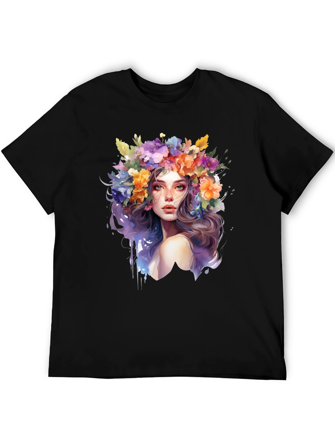 Floral Woman Graphic Tee - Artistic Style