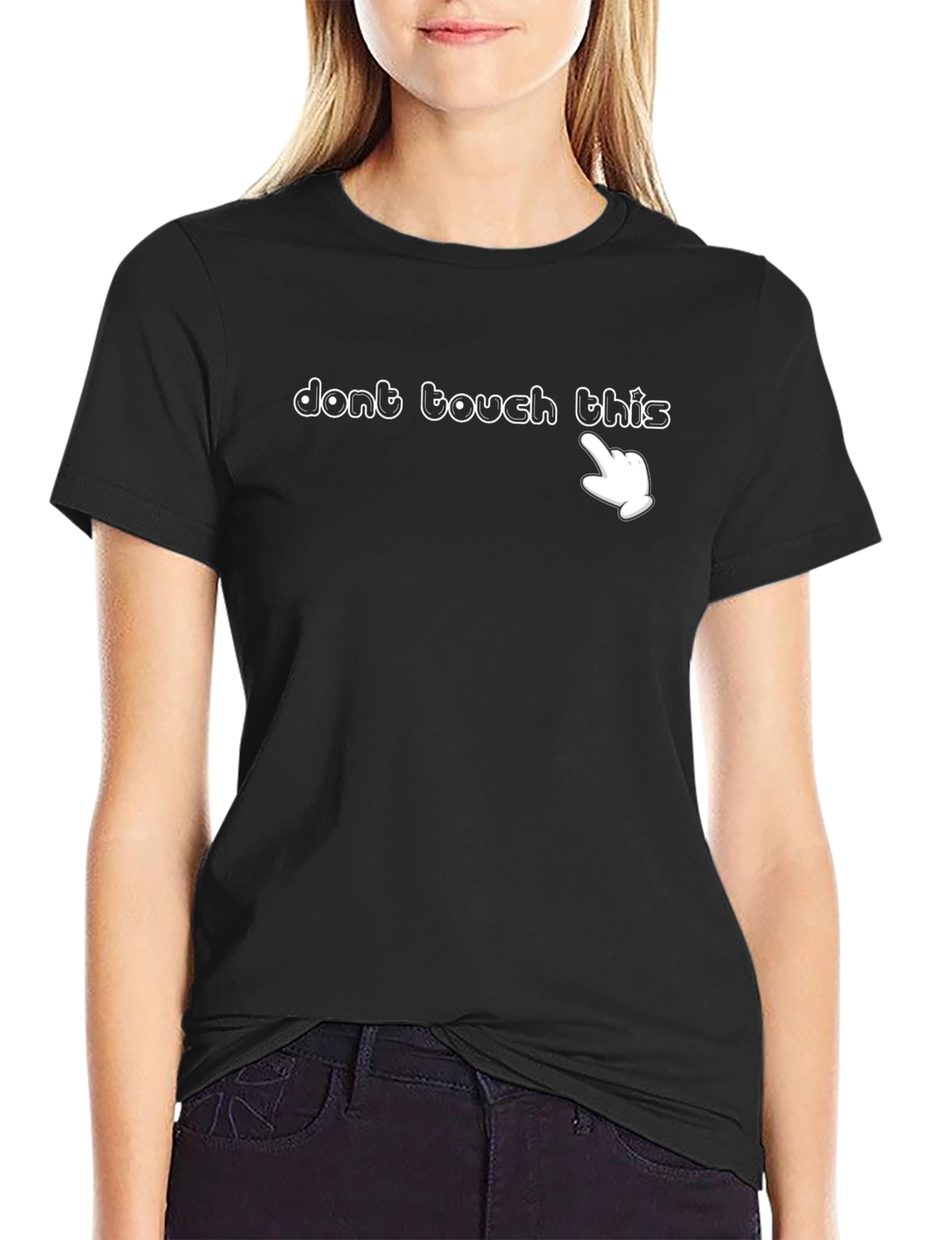 Dont Touch This Black T-Shirt with Pointing Hand