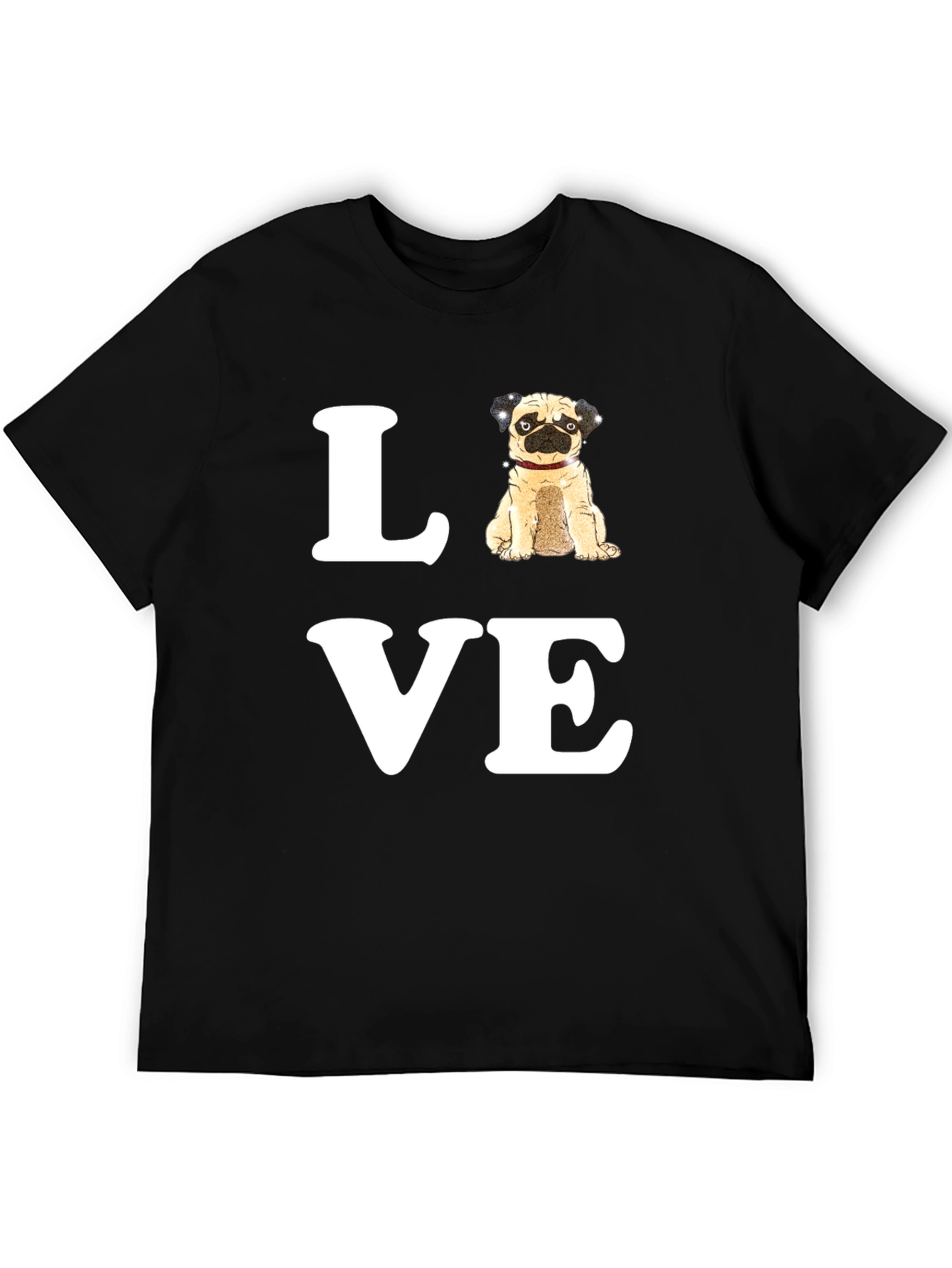 Pug Love Graphic T-Shirt - Black