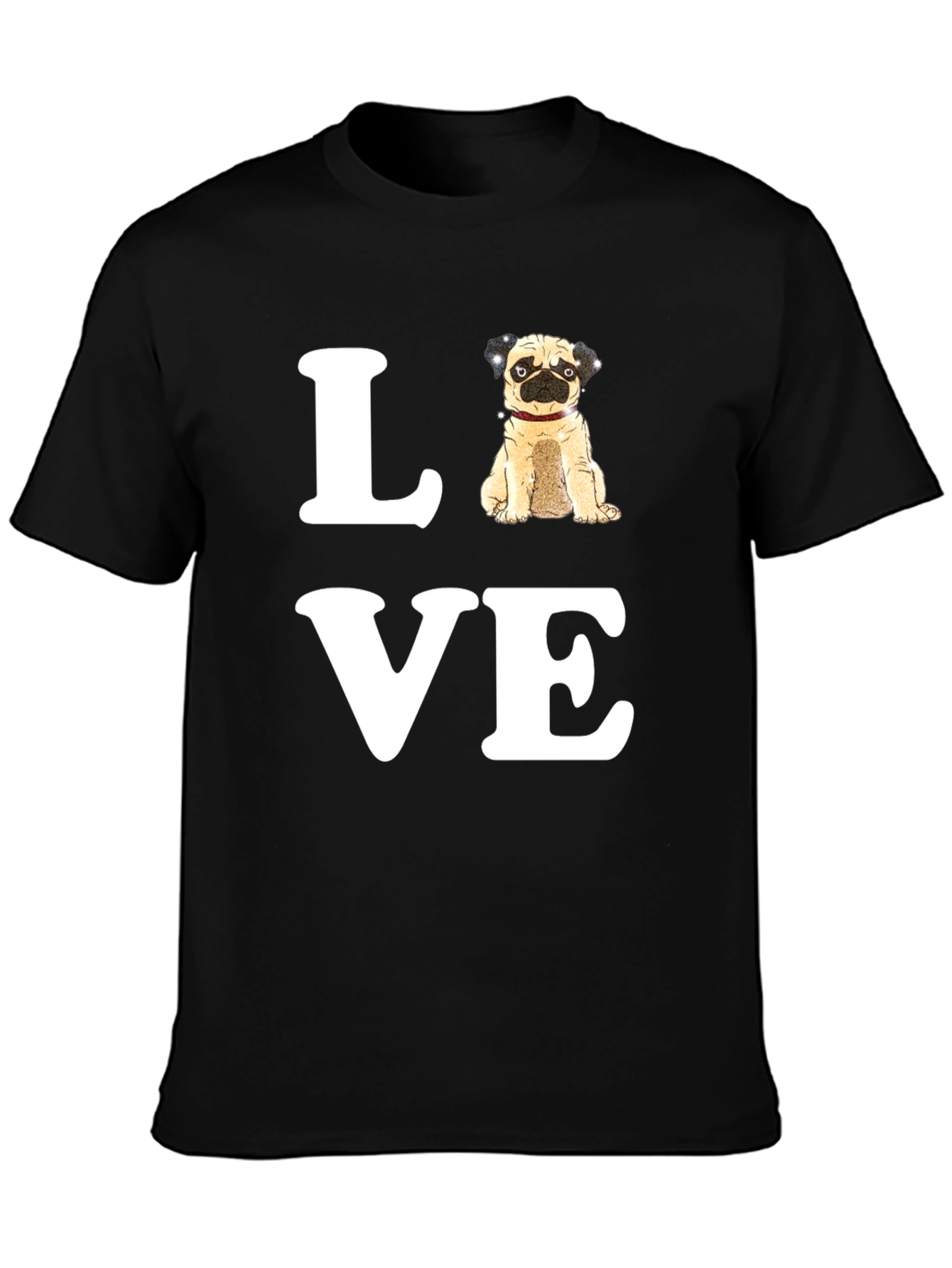 Pug Love Graphic T-Shirt - Black