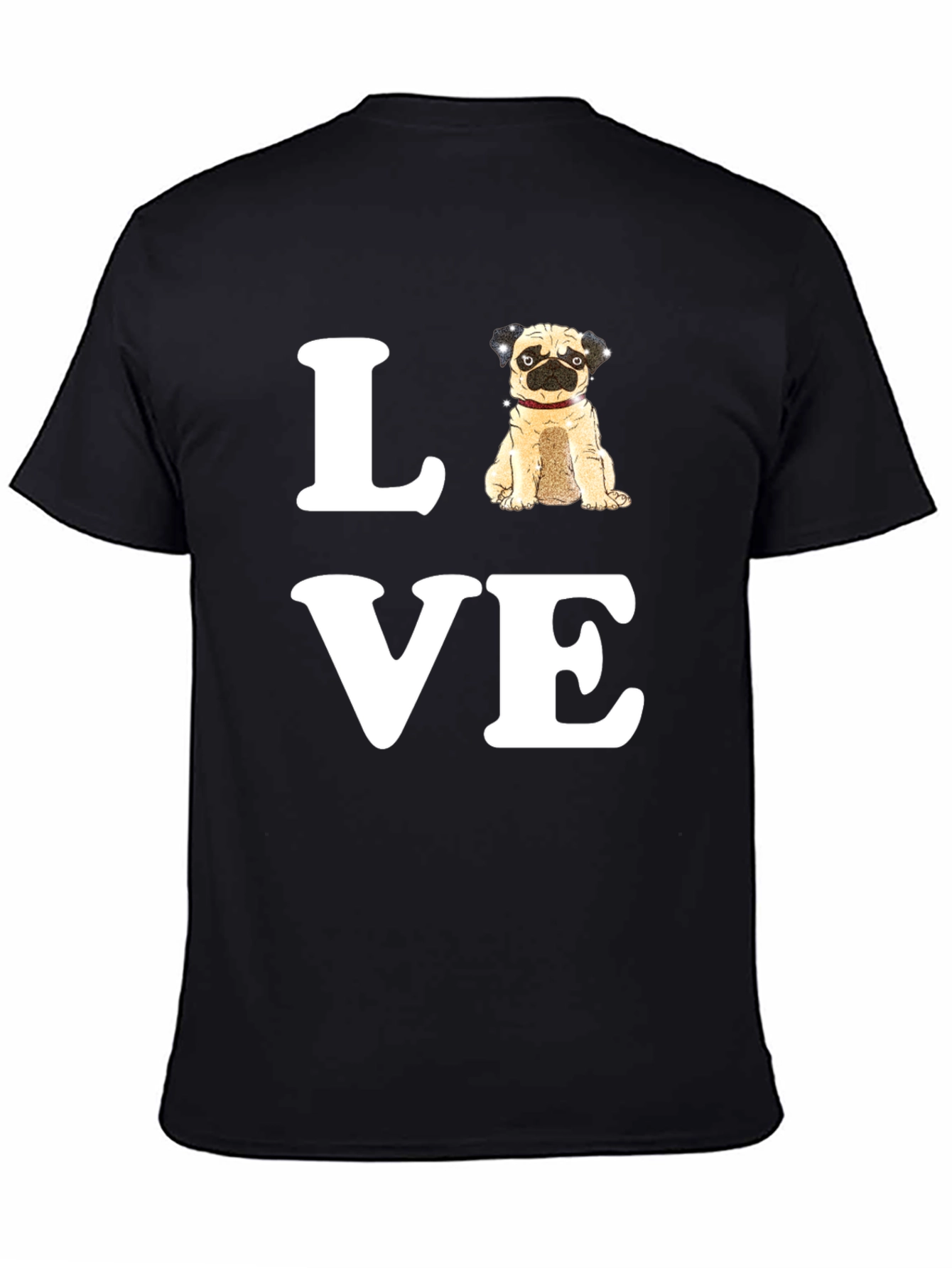 Pug Love Graphic T-Shirt - Black