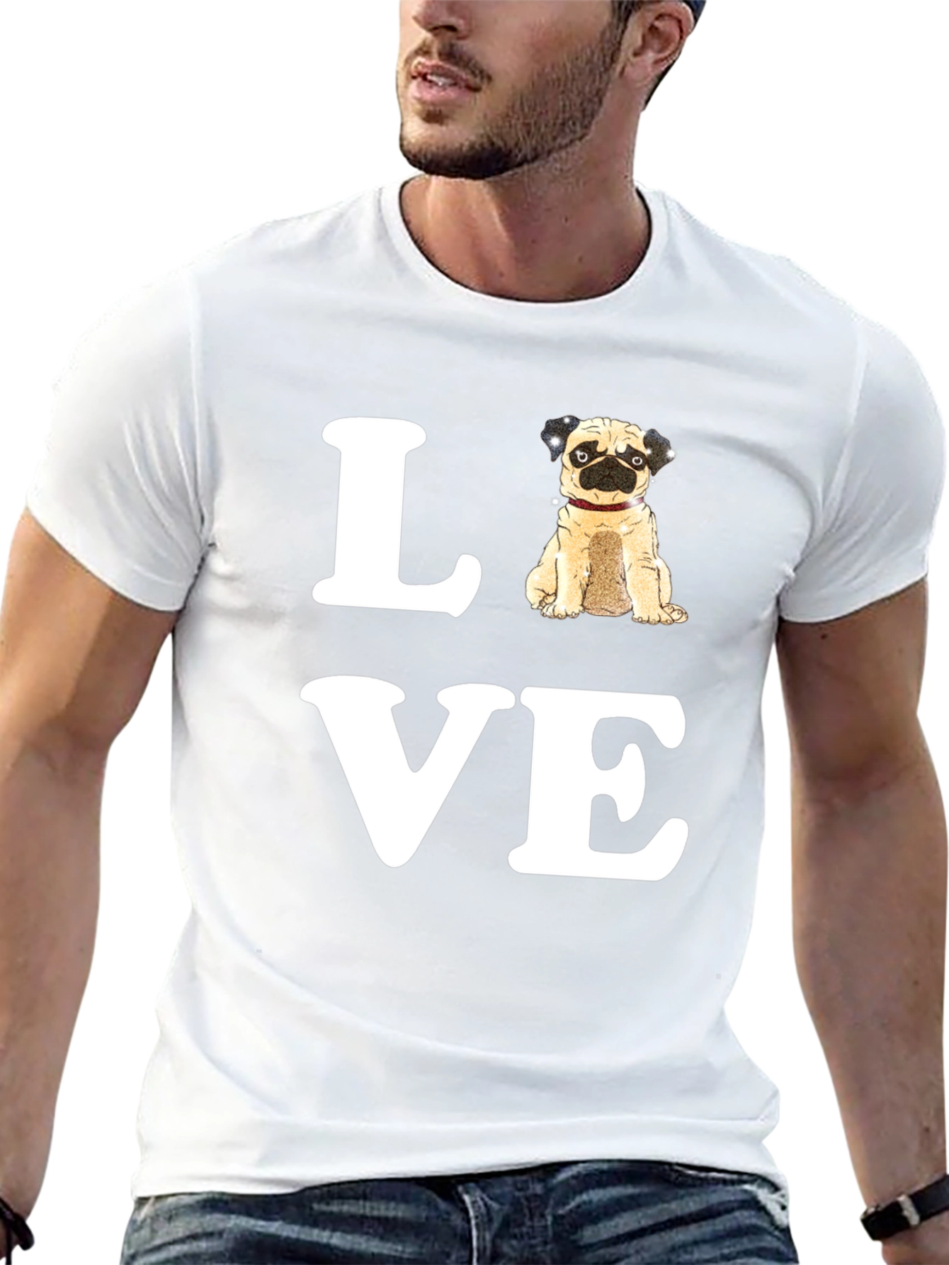 Pug Love Graphic T-Shirt - Black