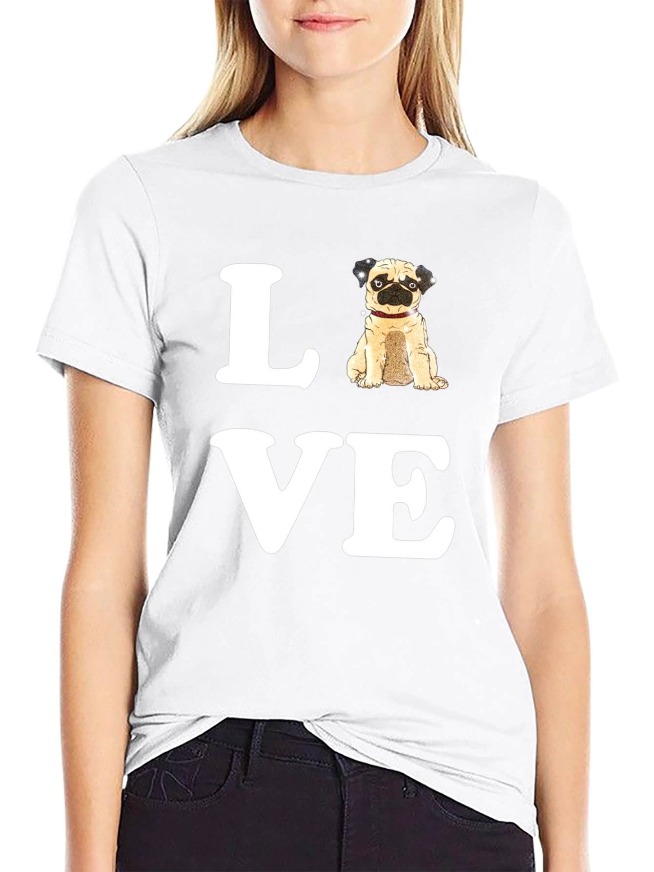 Pug Love Graphic T-Shirt - Black