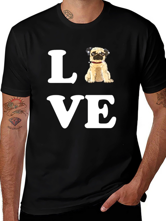 Pug Love Graphic T-Shirt - Black