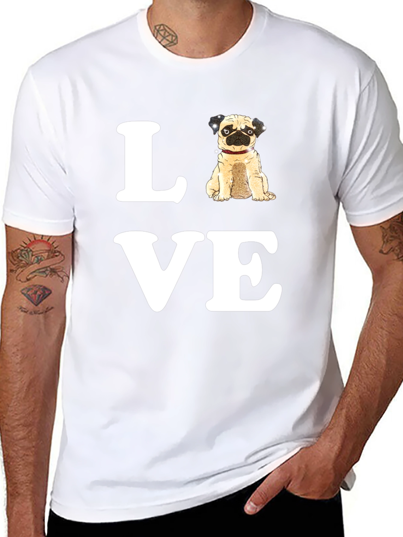 Pug Love Graphic T-Shirt - Black