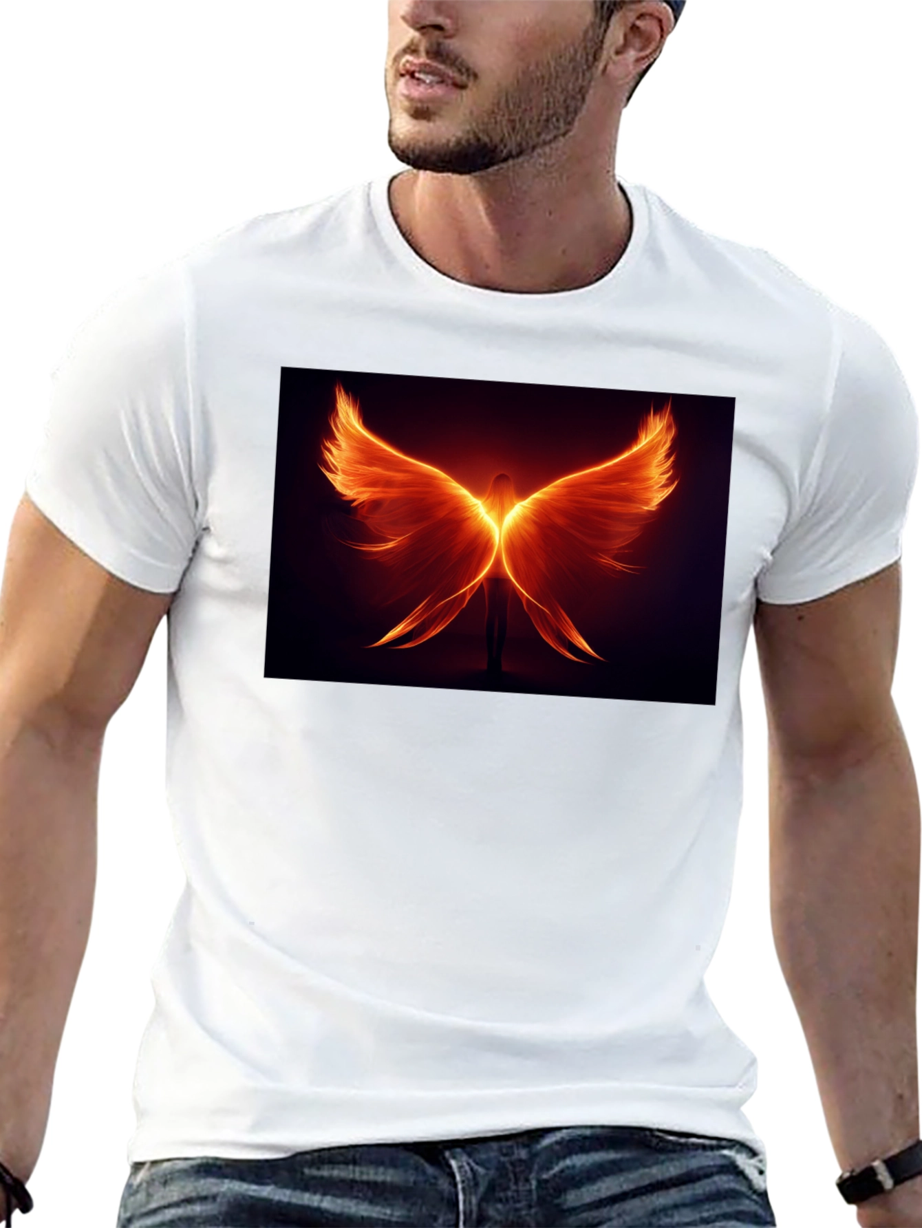 Fiery Wings Graphic Black T-Shirt