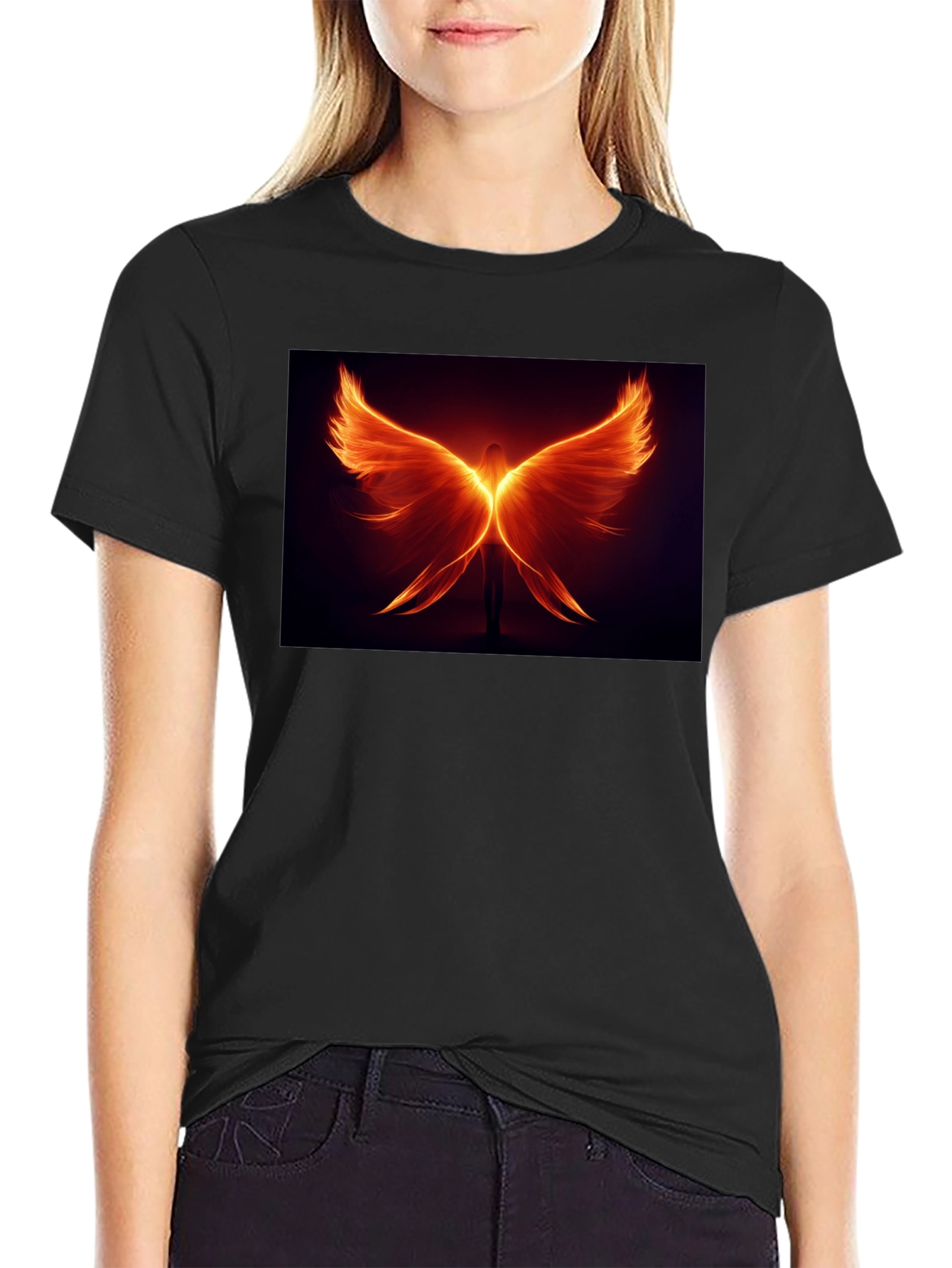 Fiery Wings Graphic Black T-Shirt