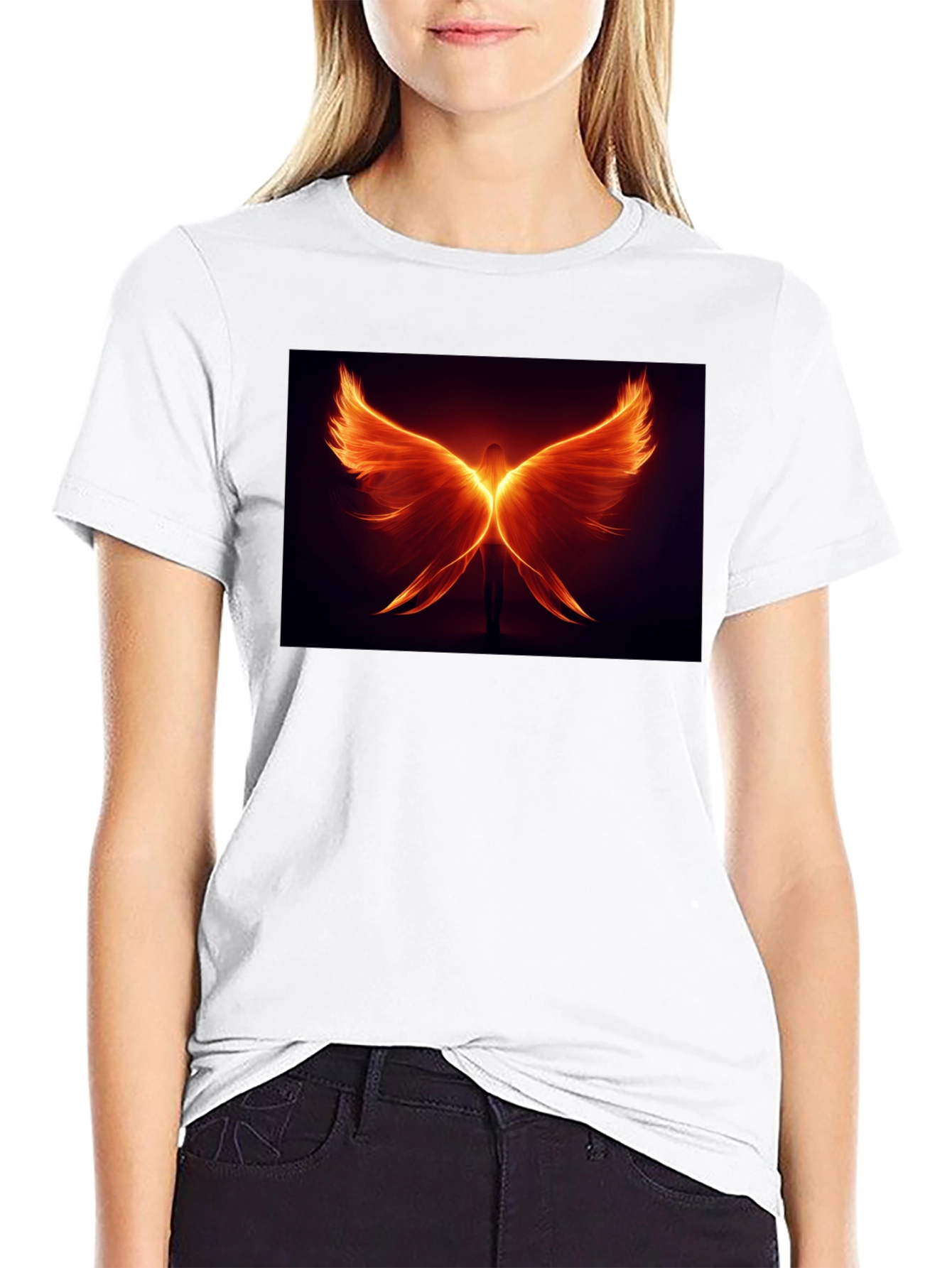 Fiery Wings Graphic Black T-Shirt