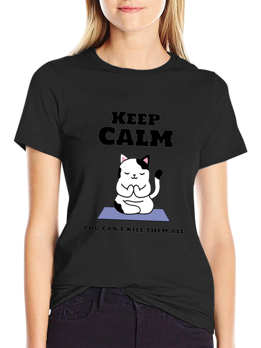 Keep Calm Cat Yoga T-Shirt - Funny Meditating Kitten Tee