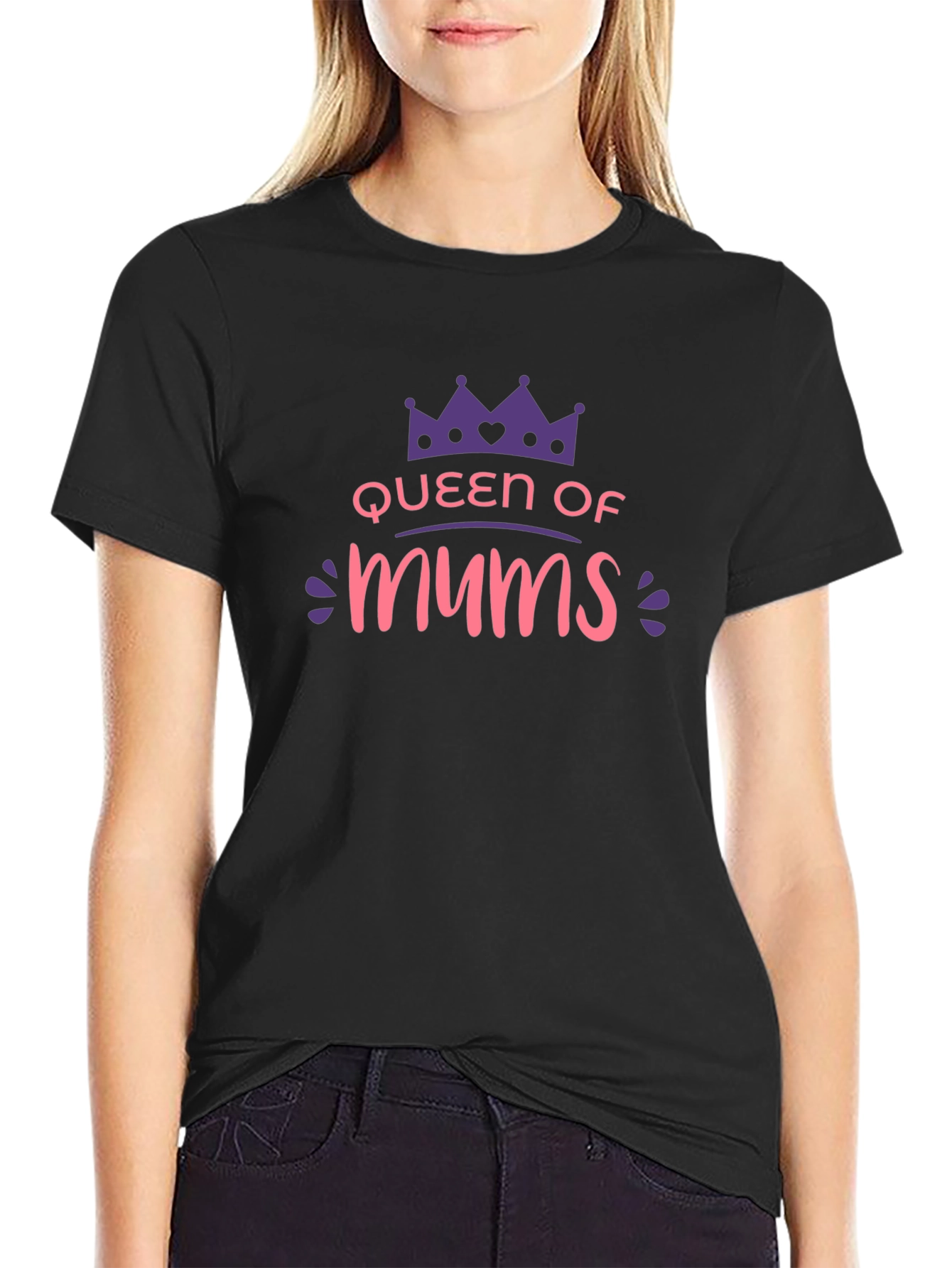 Queen of Mums Graphic T-Shirt - Black