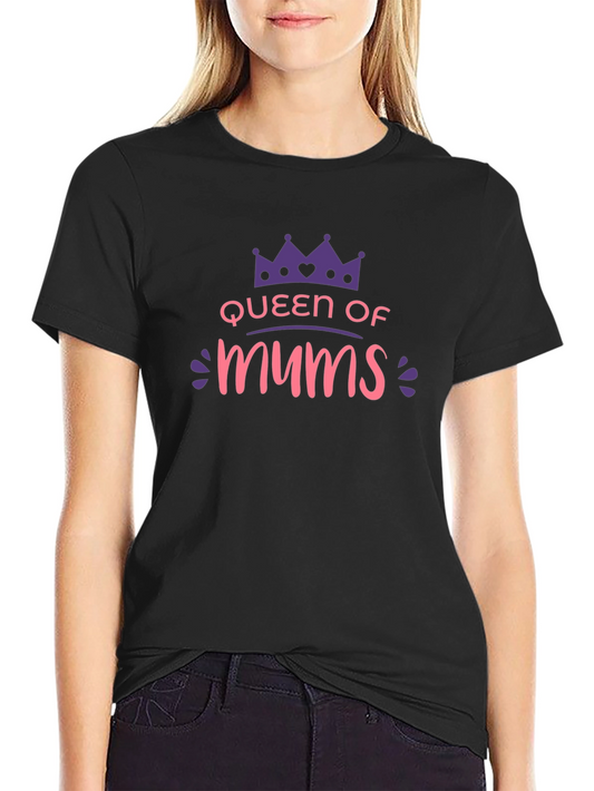 Queen of Mums Graphic T-Shirt - Black