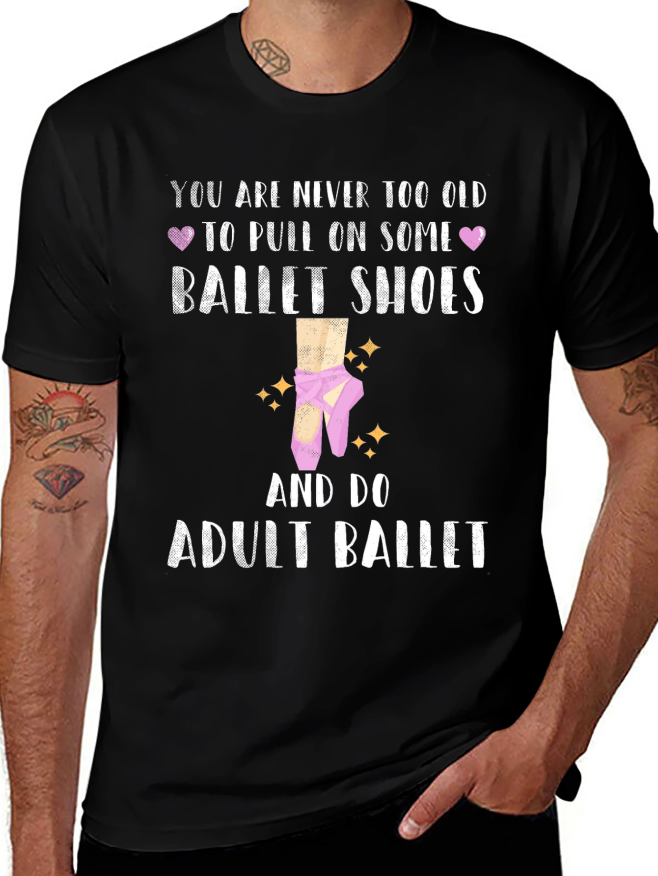 Adult Ballet T-Shirt: Never Too Old Ballet Shoes