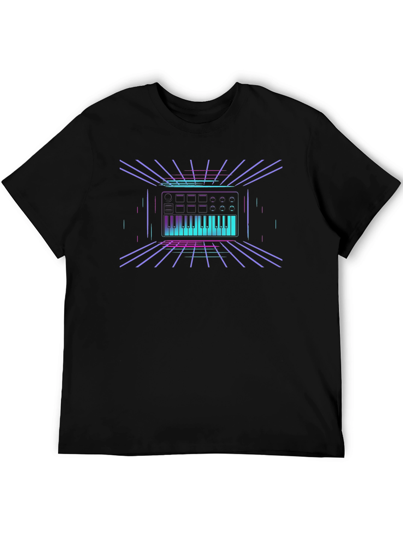 Synthwave Keyboard T-Shirt - Retro 80s Style