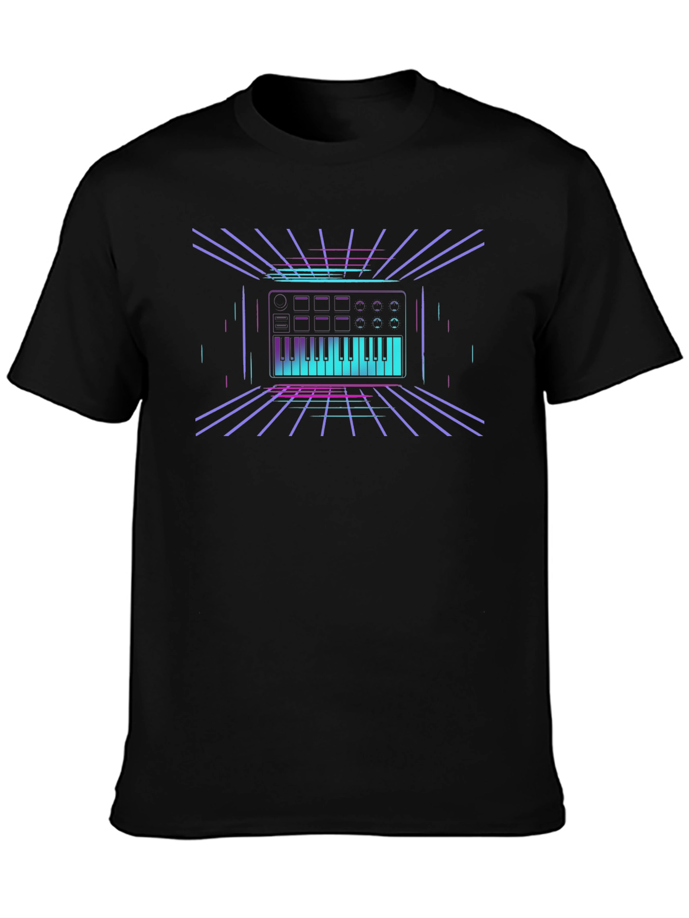 Synthwave Keyboard T-Shirt - Retro 80s Style