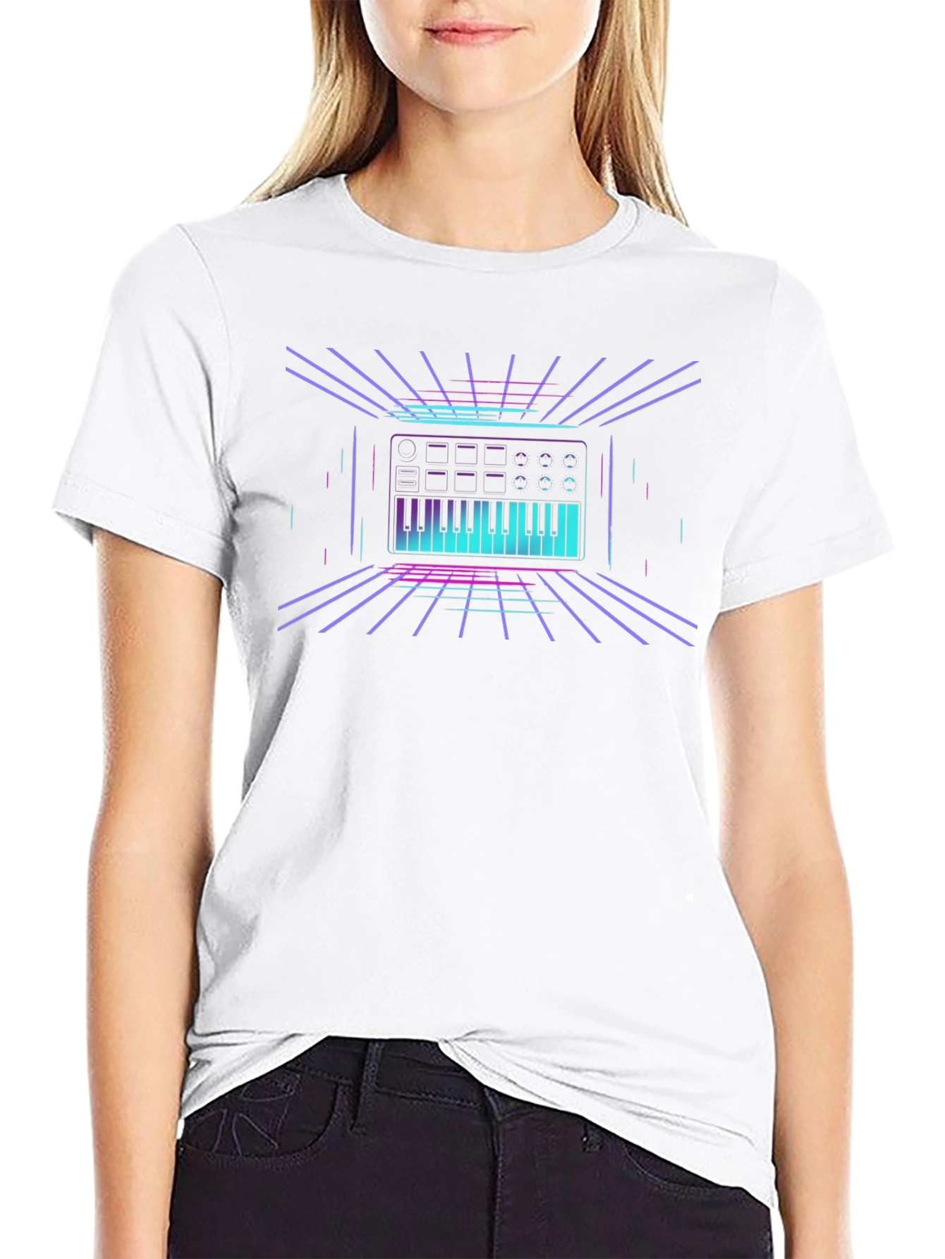 Synthwave Keyboard T-Shirt - Retro 80s Style