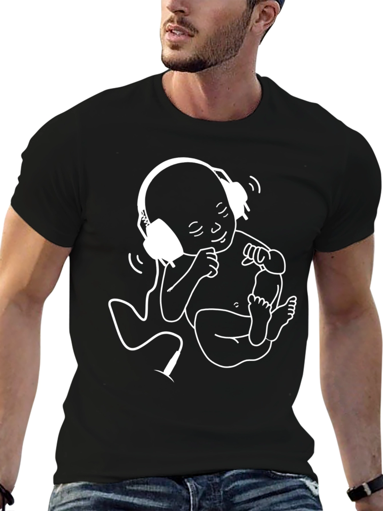 DJ Baby Graphic Tee - Black Cotton T-Shirt