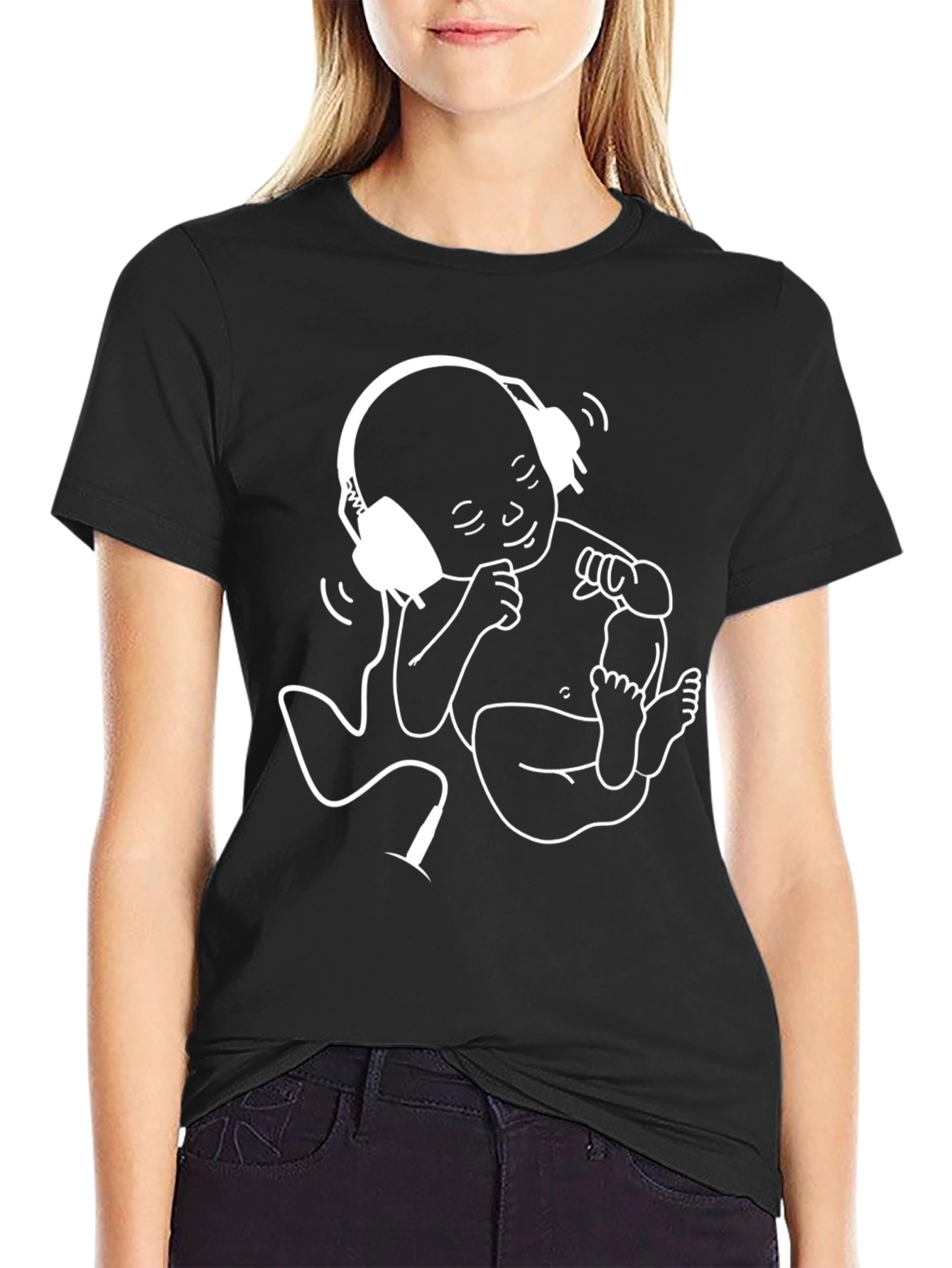 DJ Baby Graphic Tee - Black Cotton T-Shirt