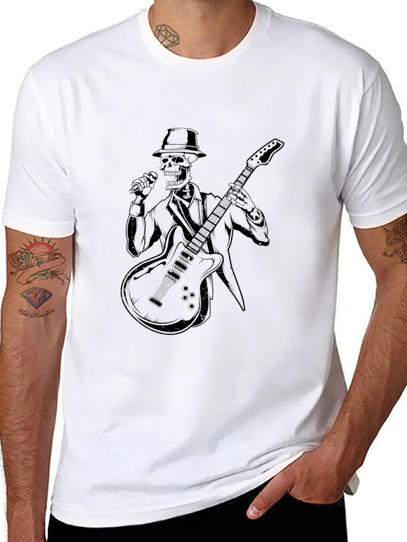 Skeleton Guitarist Graphic Black T-Shirt