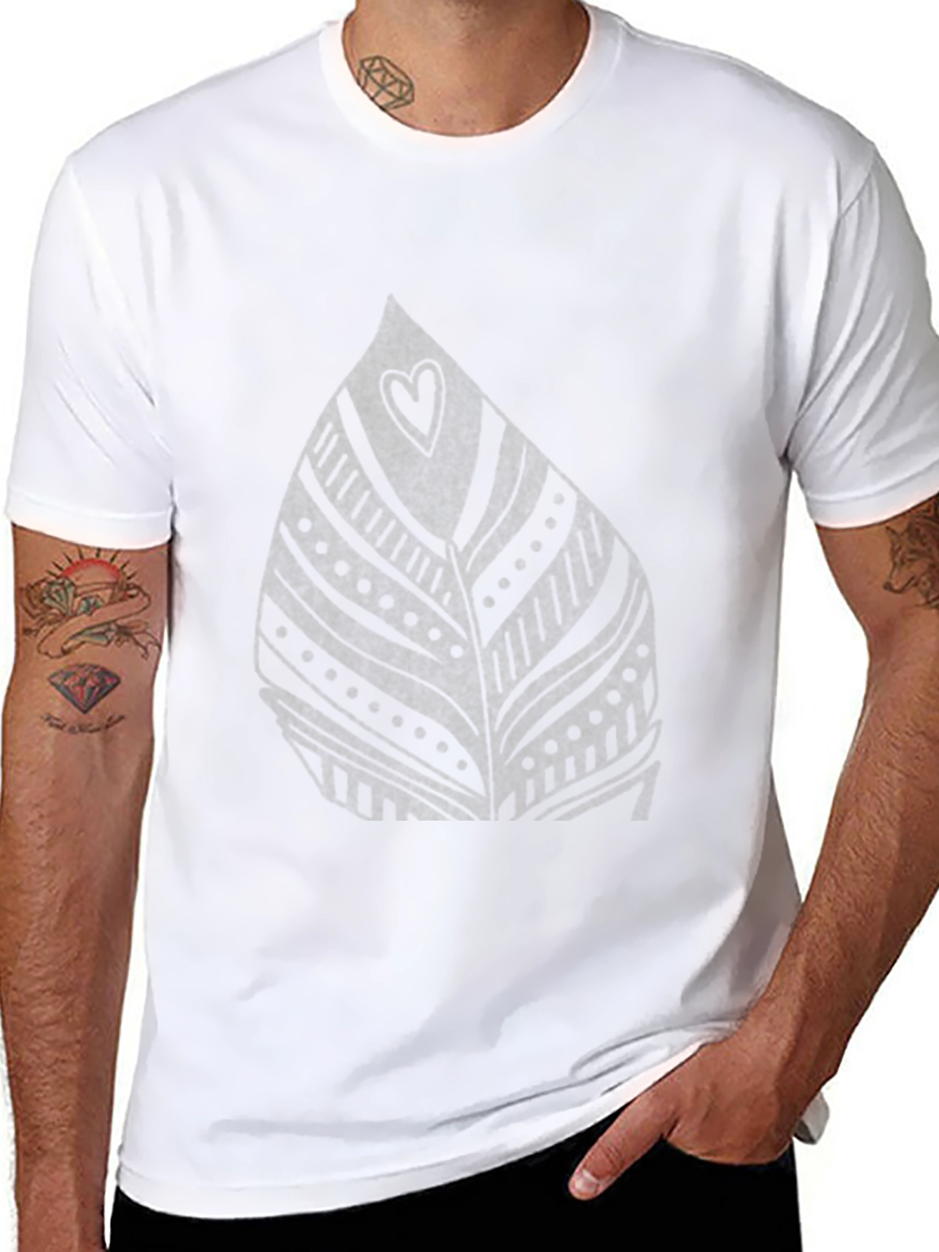 Leaf Heart Graphic Black T-Shirt