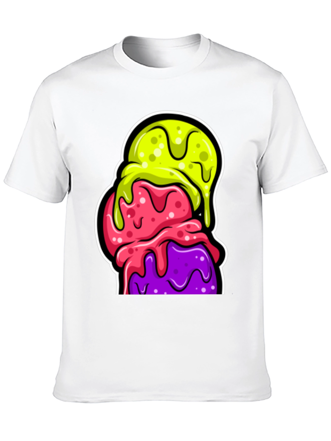 Funky Ice Cream Graphic Tee - Black Cotton T-Shirt