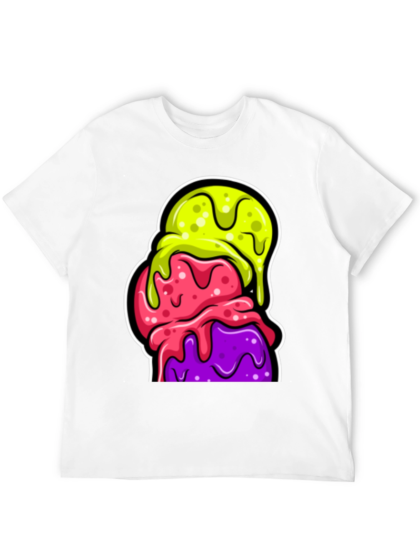 Funky Ice Cream Graphic Tee - Black Cotton T-Shirt