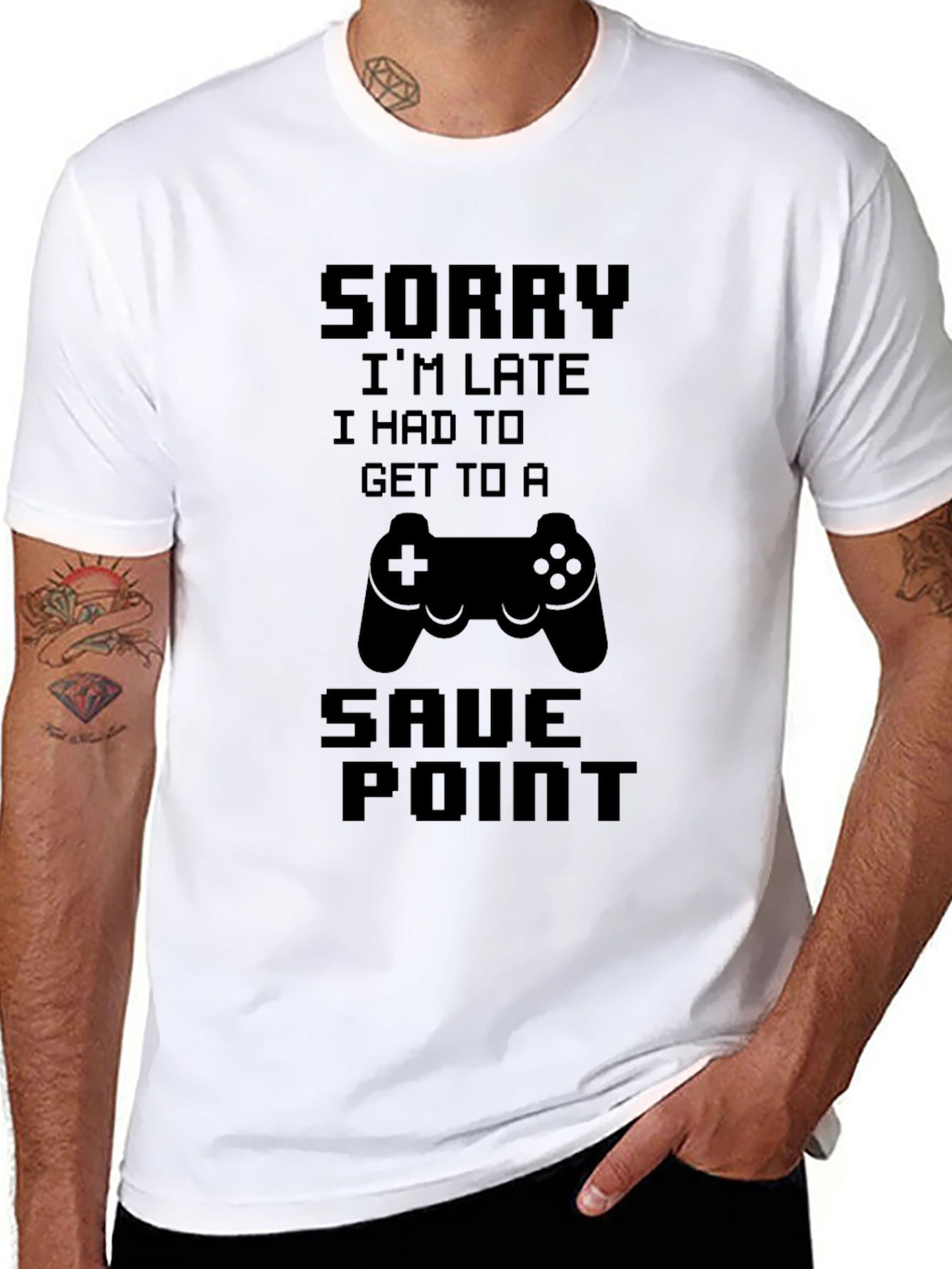 Gamer T-Shirt: Sorry Im Late Save Point